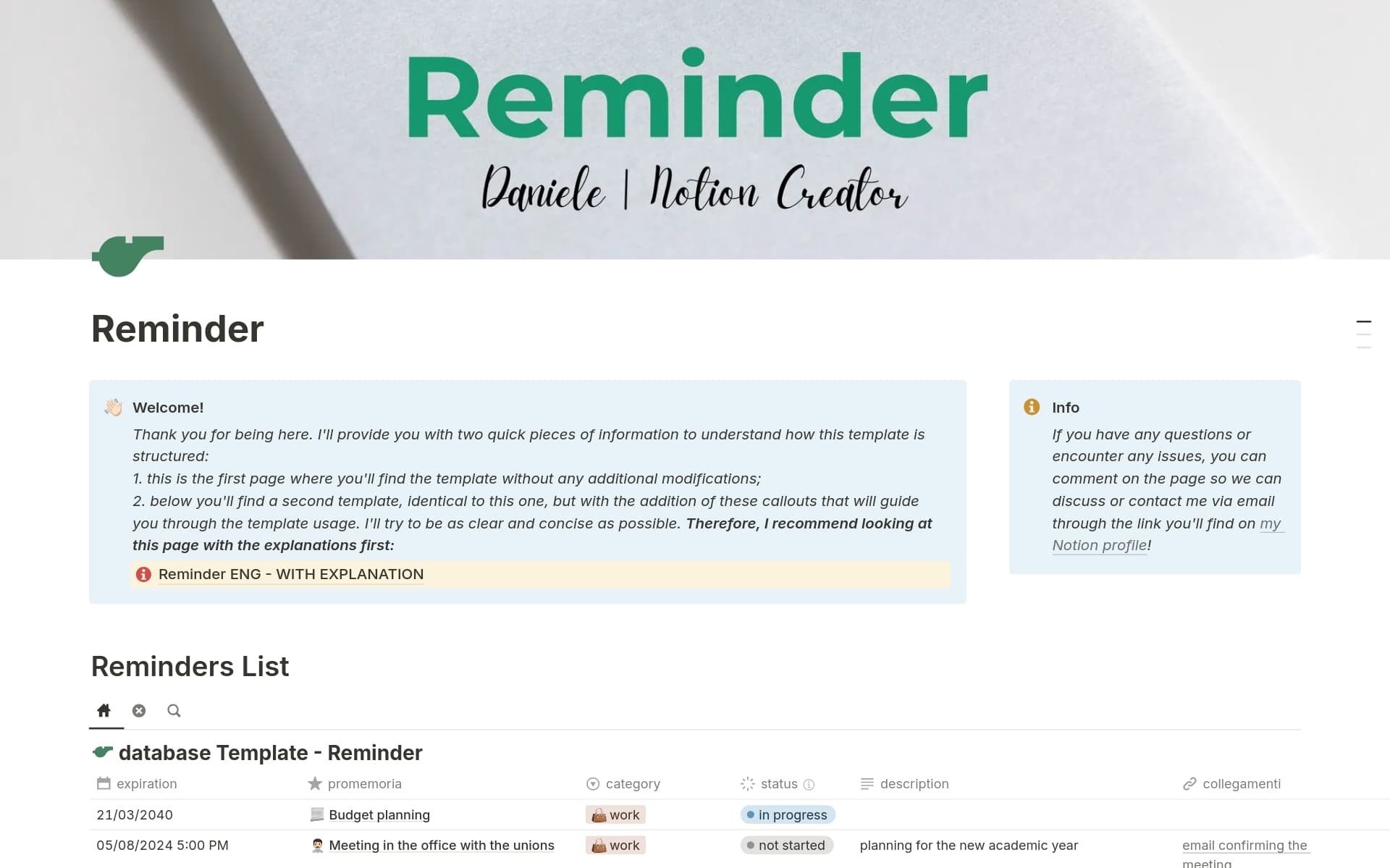 Reminder Template | Notion Marketplace