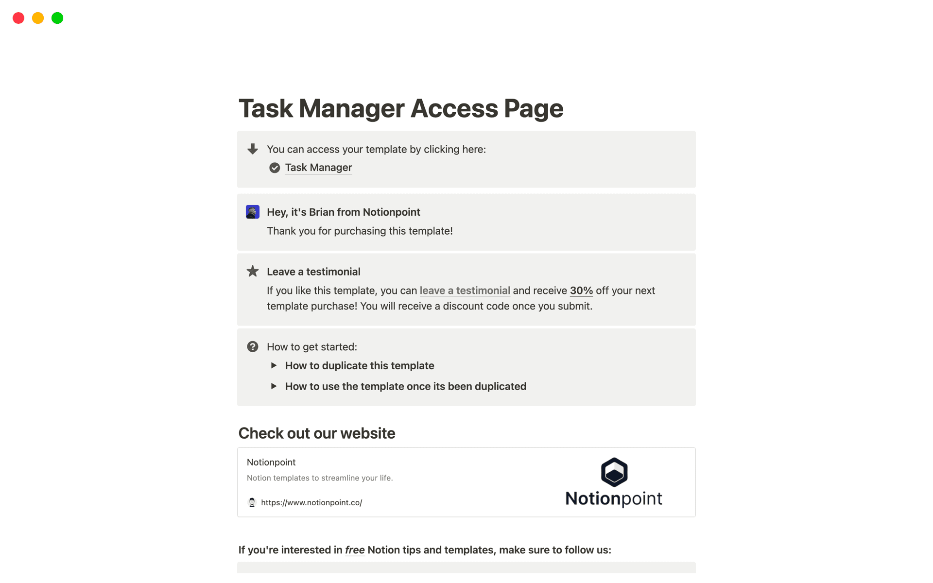 Task Manager Template by Brian N Notion Marketplace