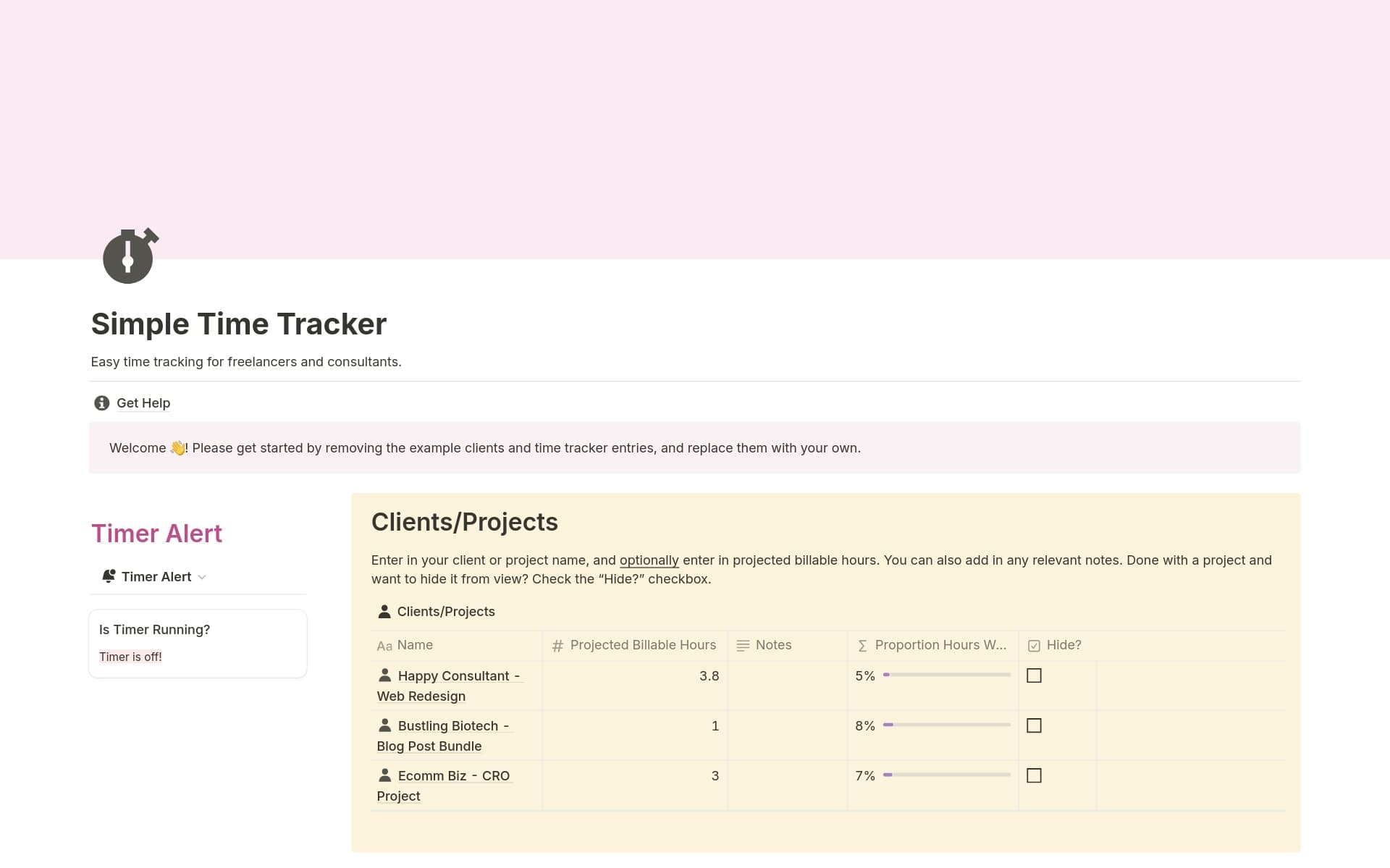 Simple Time Tracker Template | Notion Marketplace