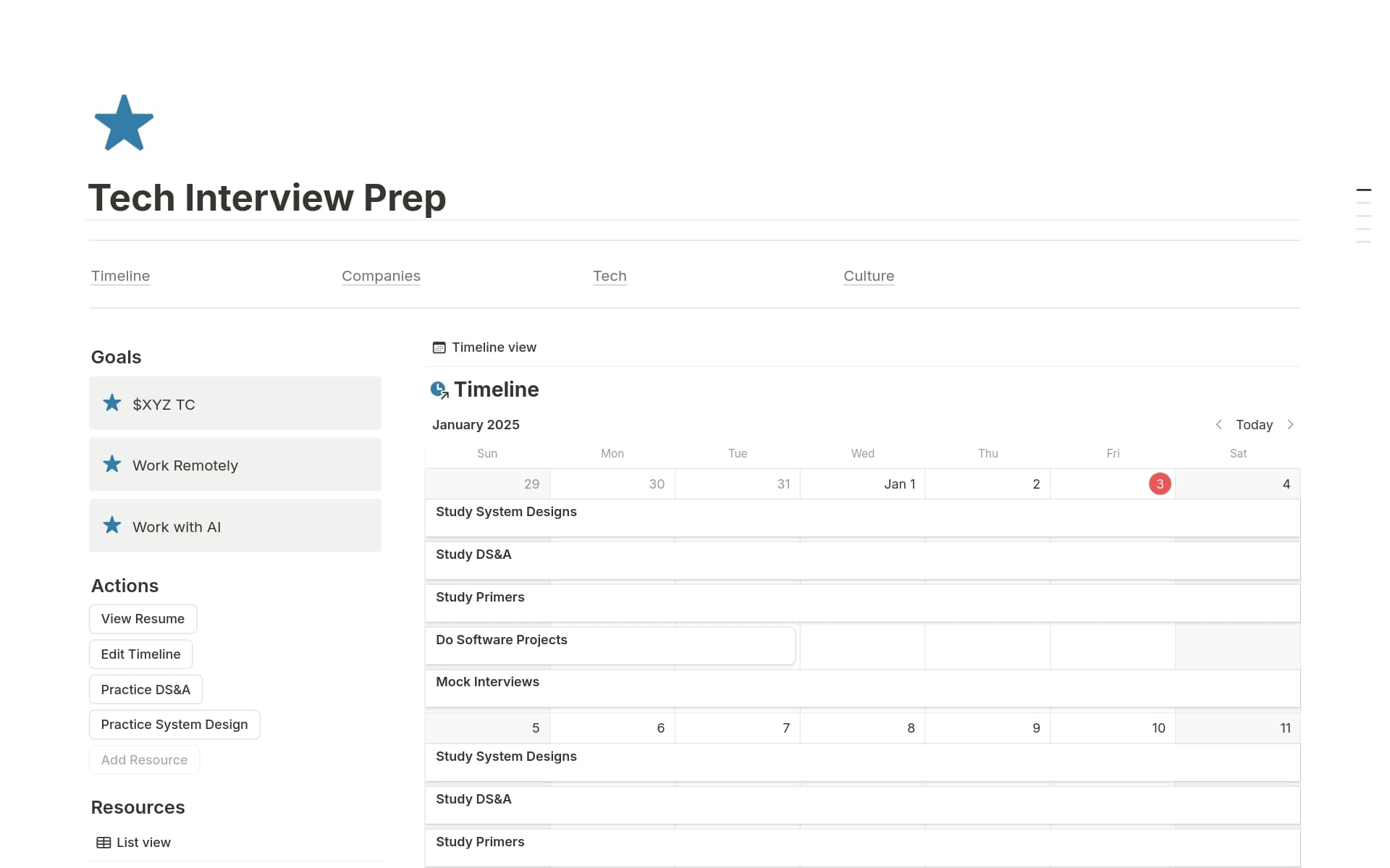 Tech Interview Prep Template Notion Marketplace