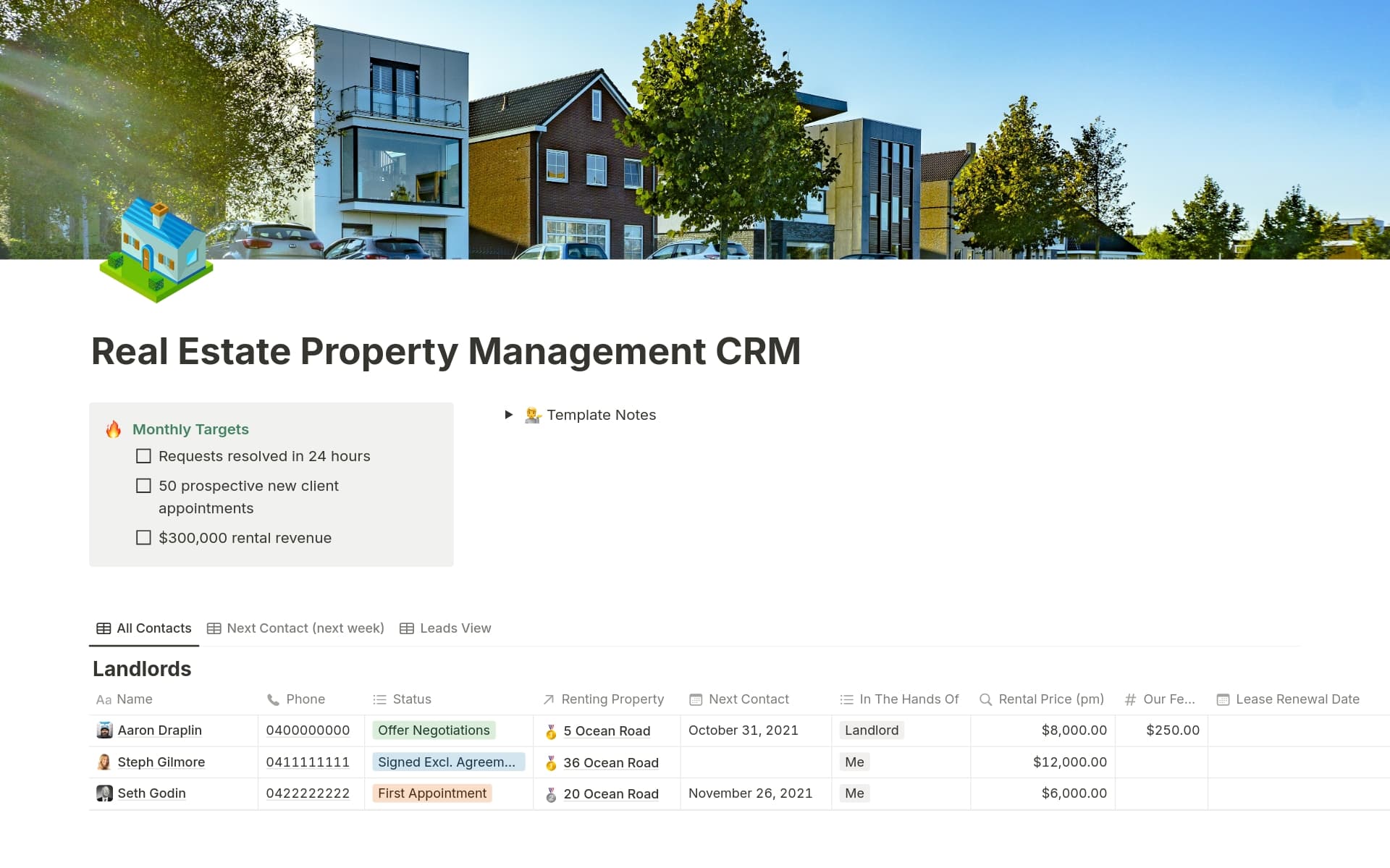 Real Estate Property Management CRM Template by Template Road | Notion ...