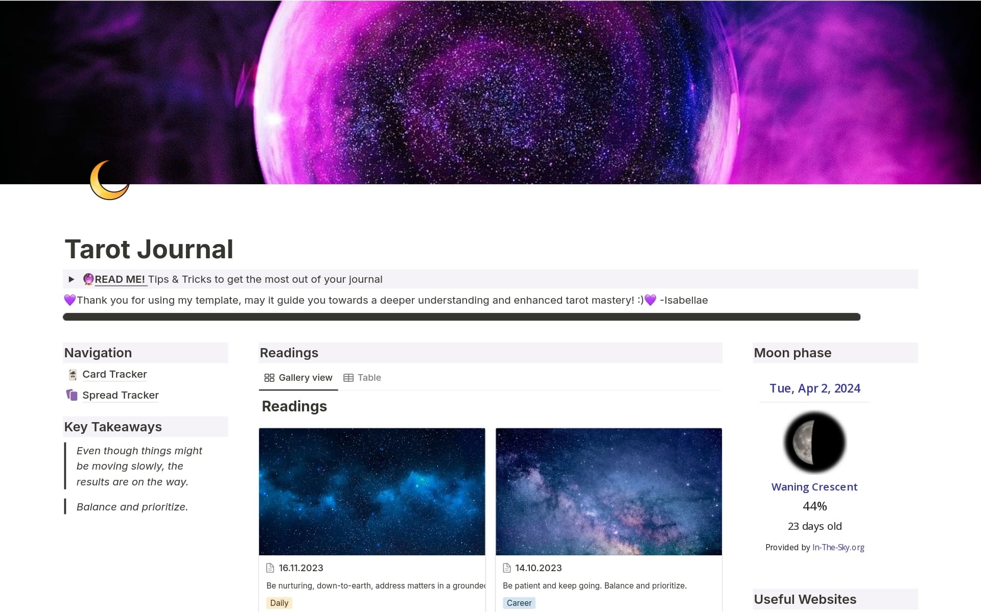 Tarot Journal Template Notion Marketplace