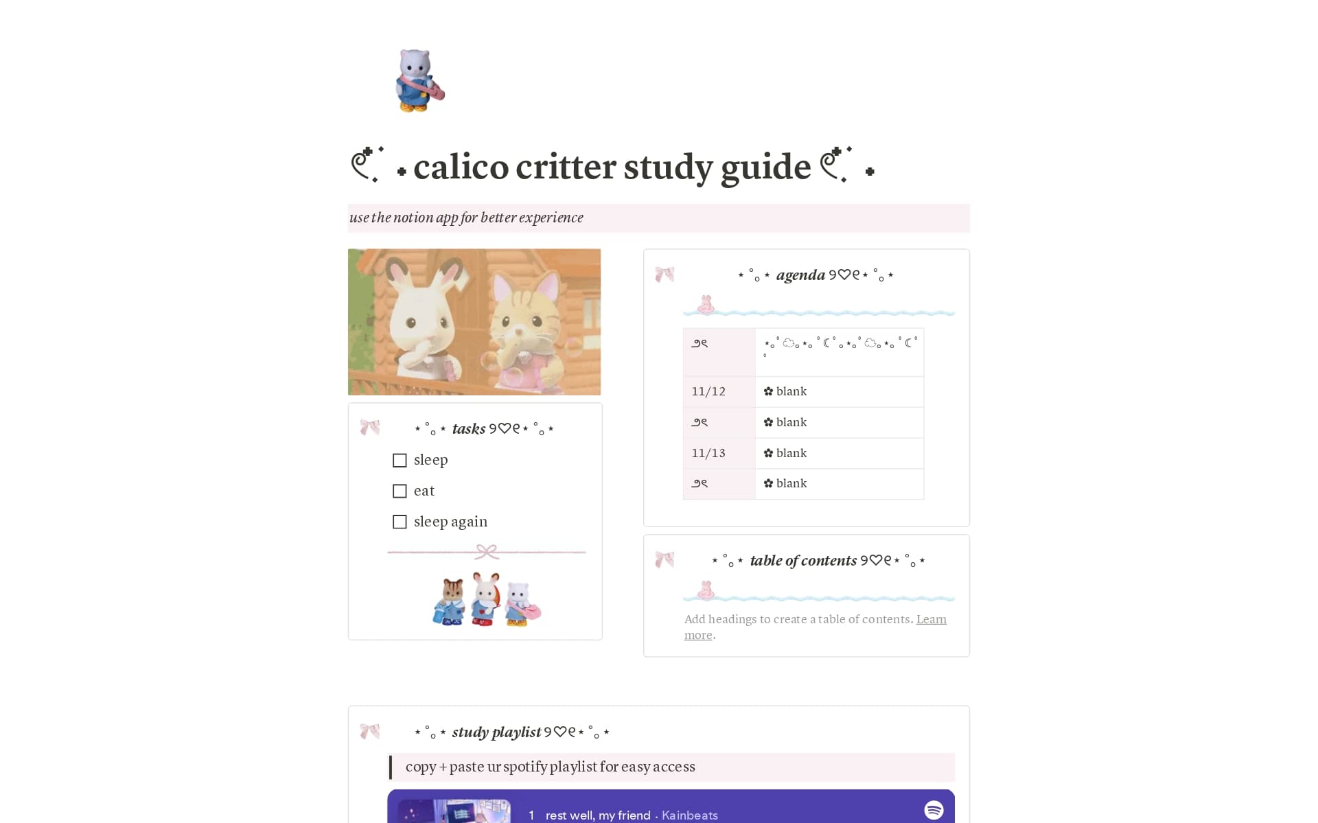 chiikawa cute study planner Template | Notion Marketplace