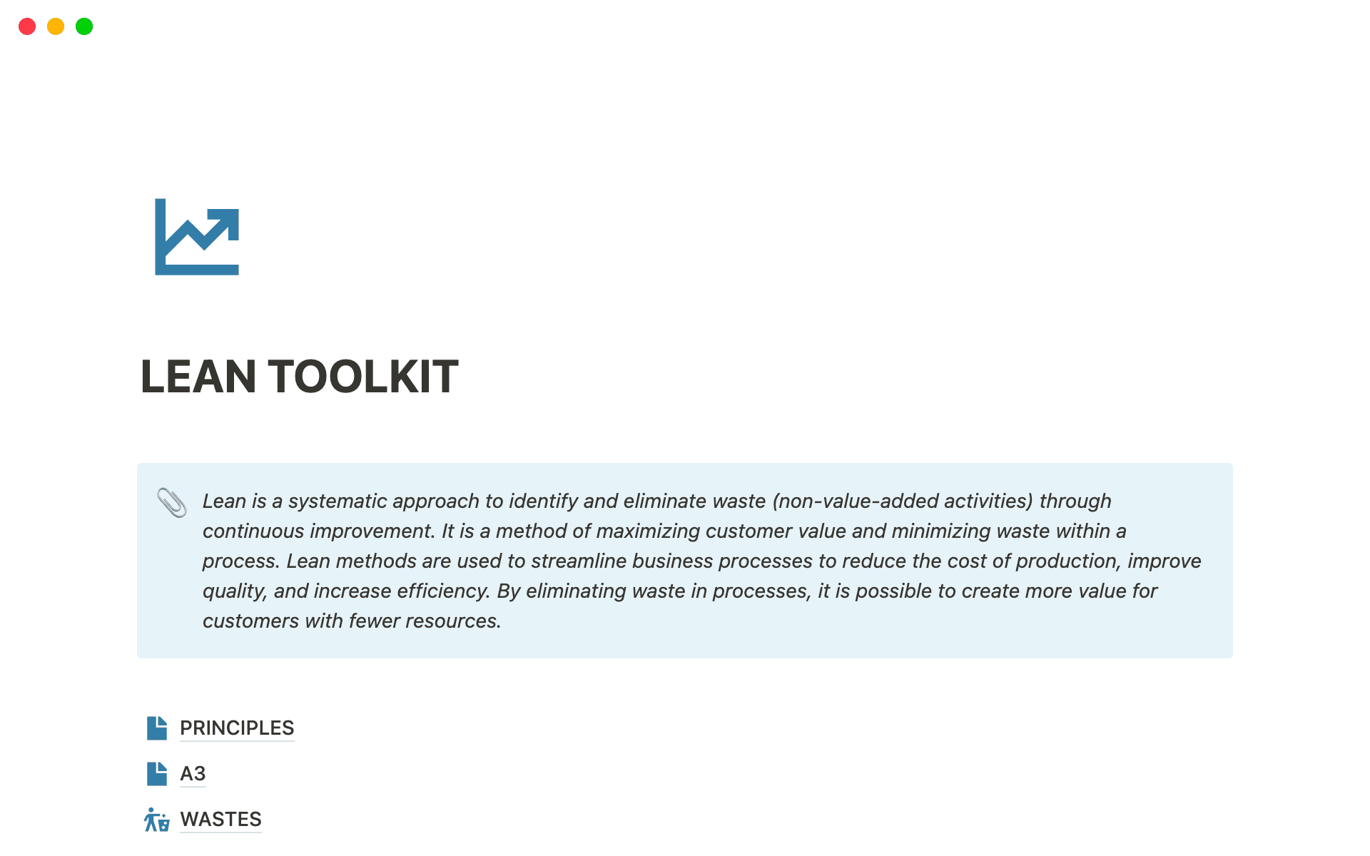 Beginners Lean Toolkit Template | Notion Marketplace