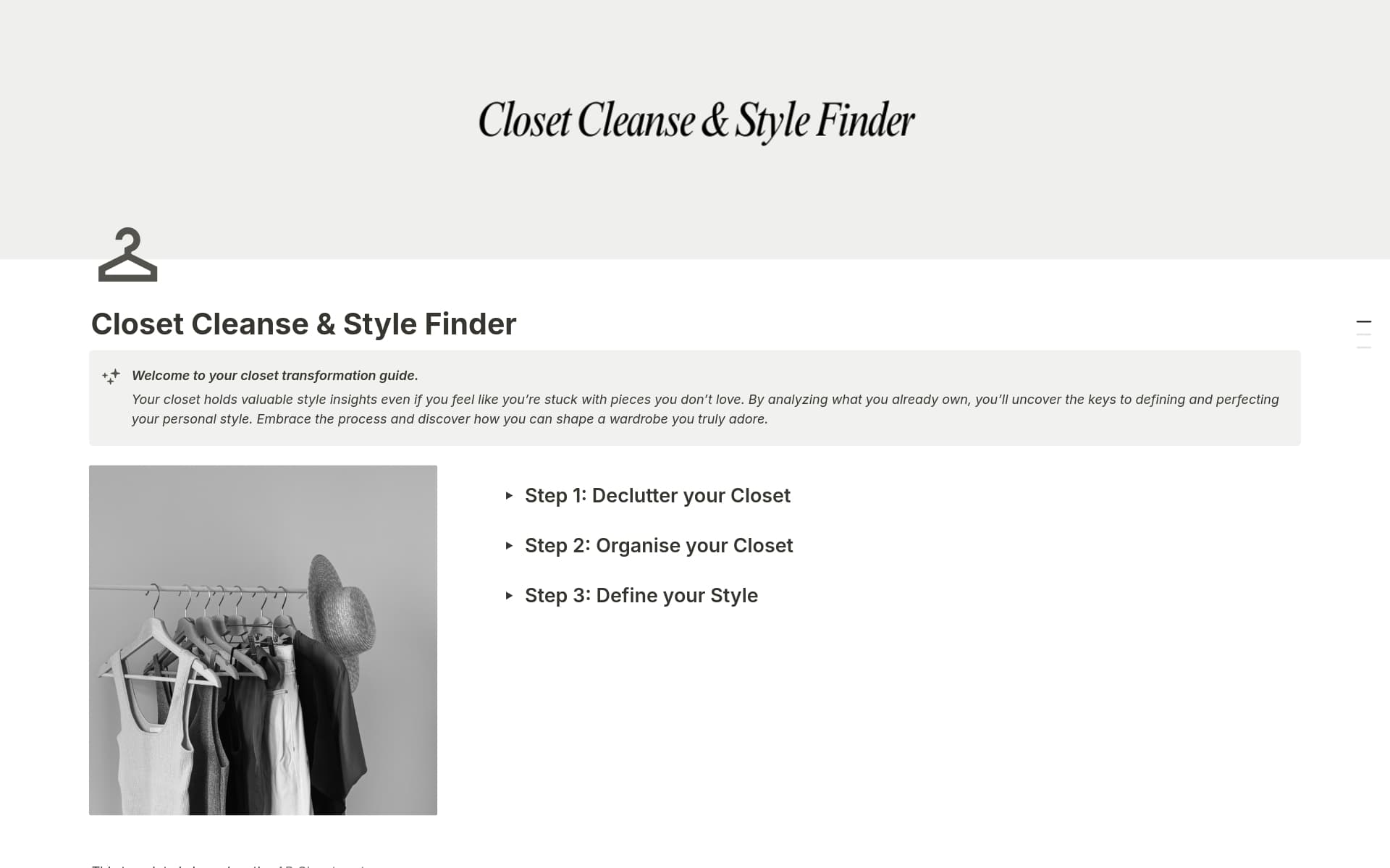Closet Editing & Style Guide | Wardrobe Organizer Template | Notion ...