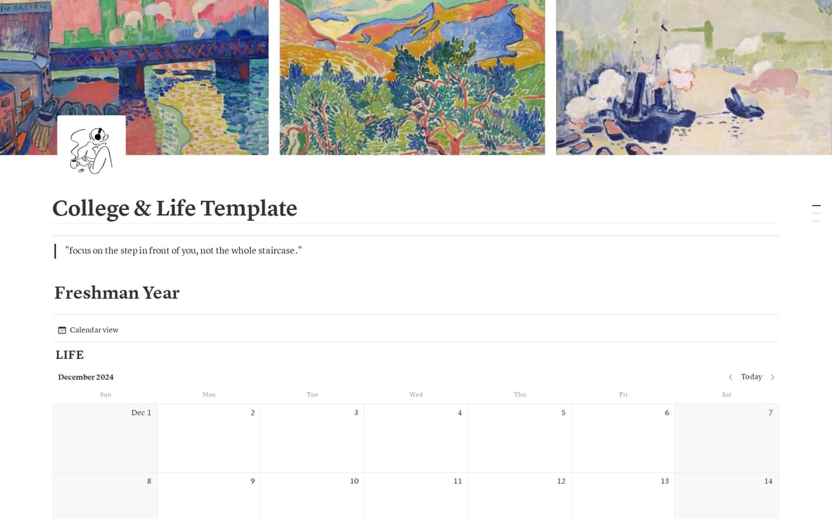 College Four Year Plan Template Notion Marketplace