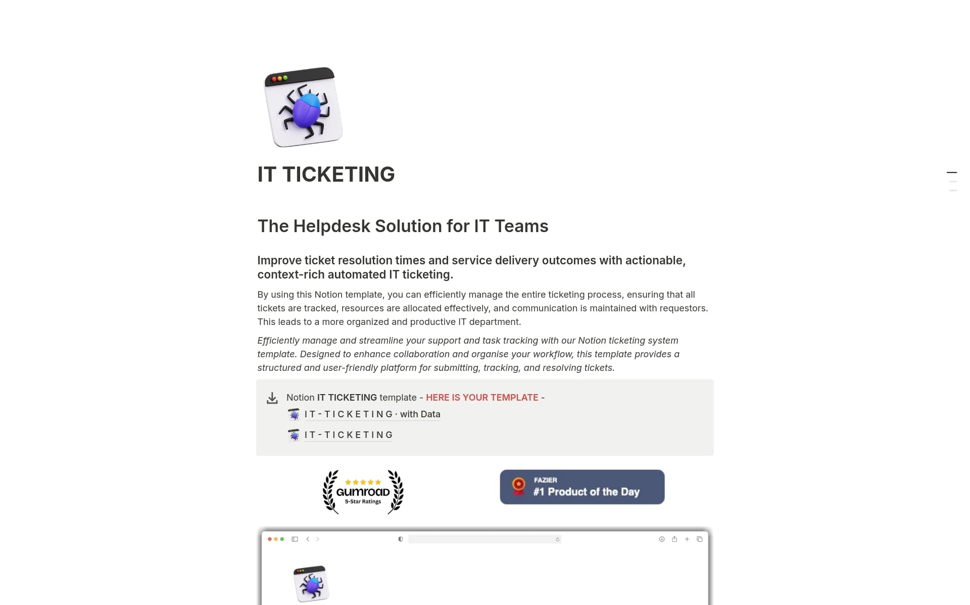 IT TICKETING Template | Notion Marketplace