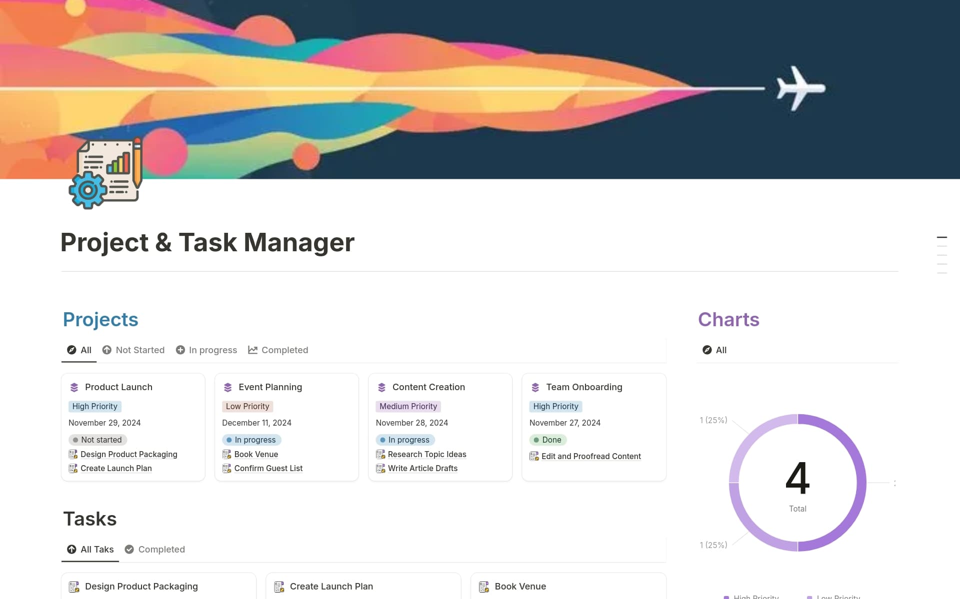 Project and Task Manager Template | Notion Marketplace