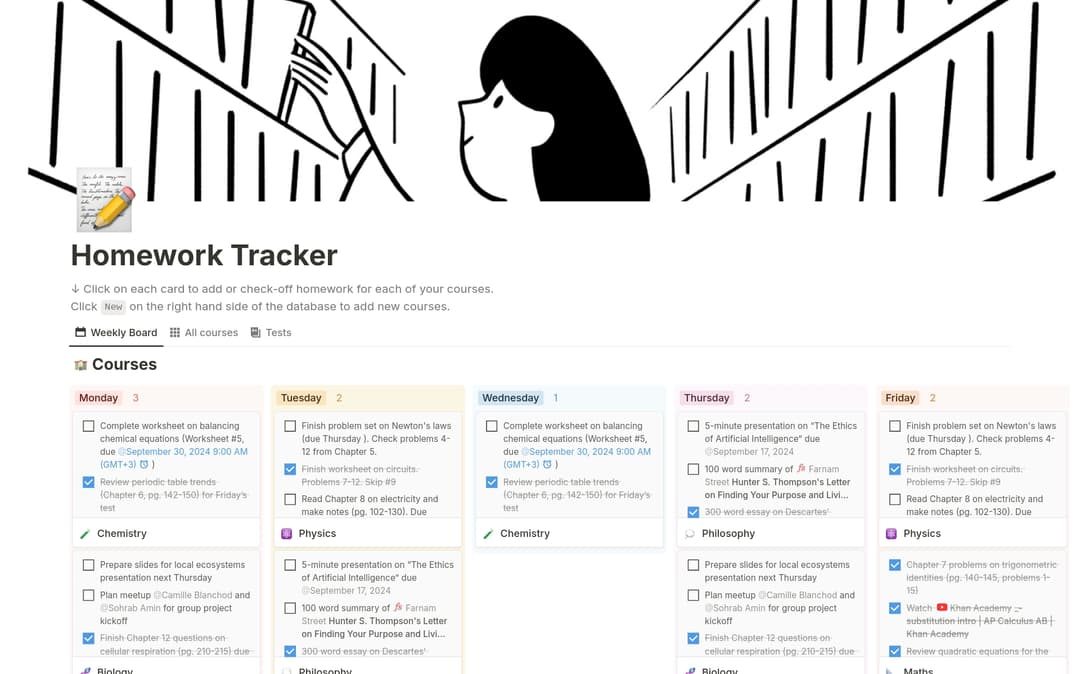 Homework Tracker 2025 Template | Notion Marketplace
