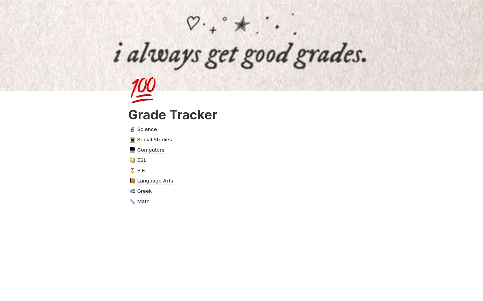 Grade Tracker Template Notion Marketplace