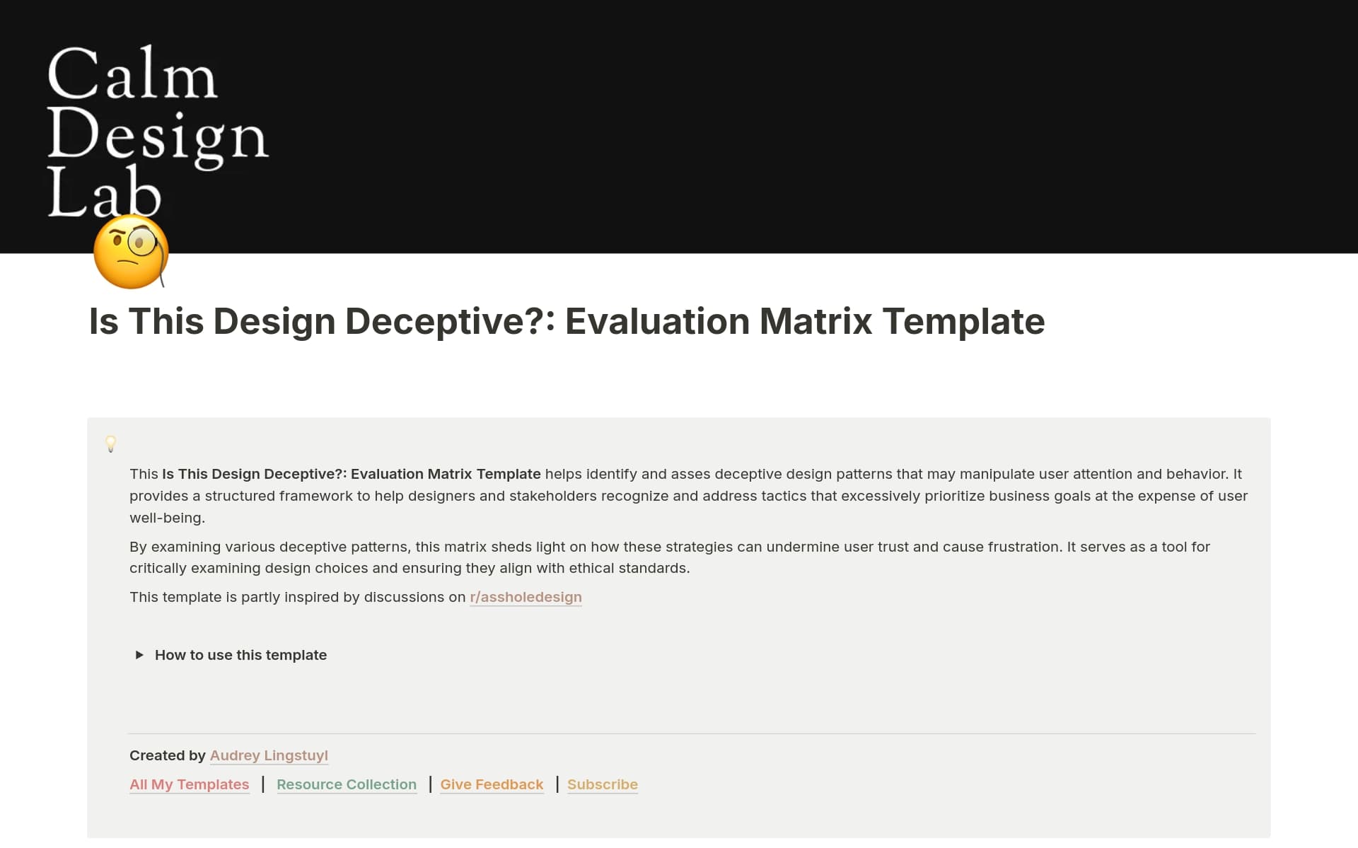 Deceptive Patterns Indesign Examples Is This Design Deceptive?: Evaluation Matrix Template by Calm Design ...