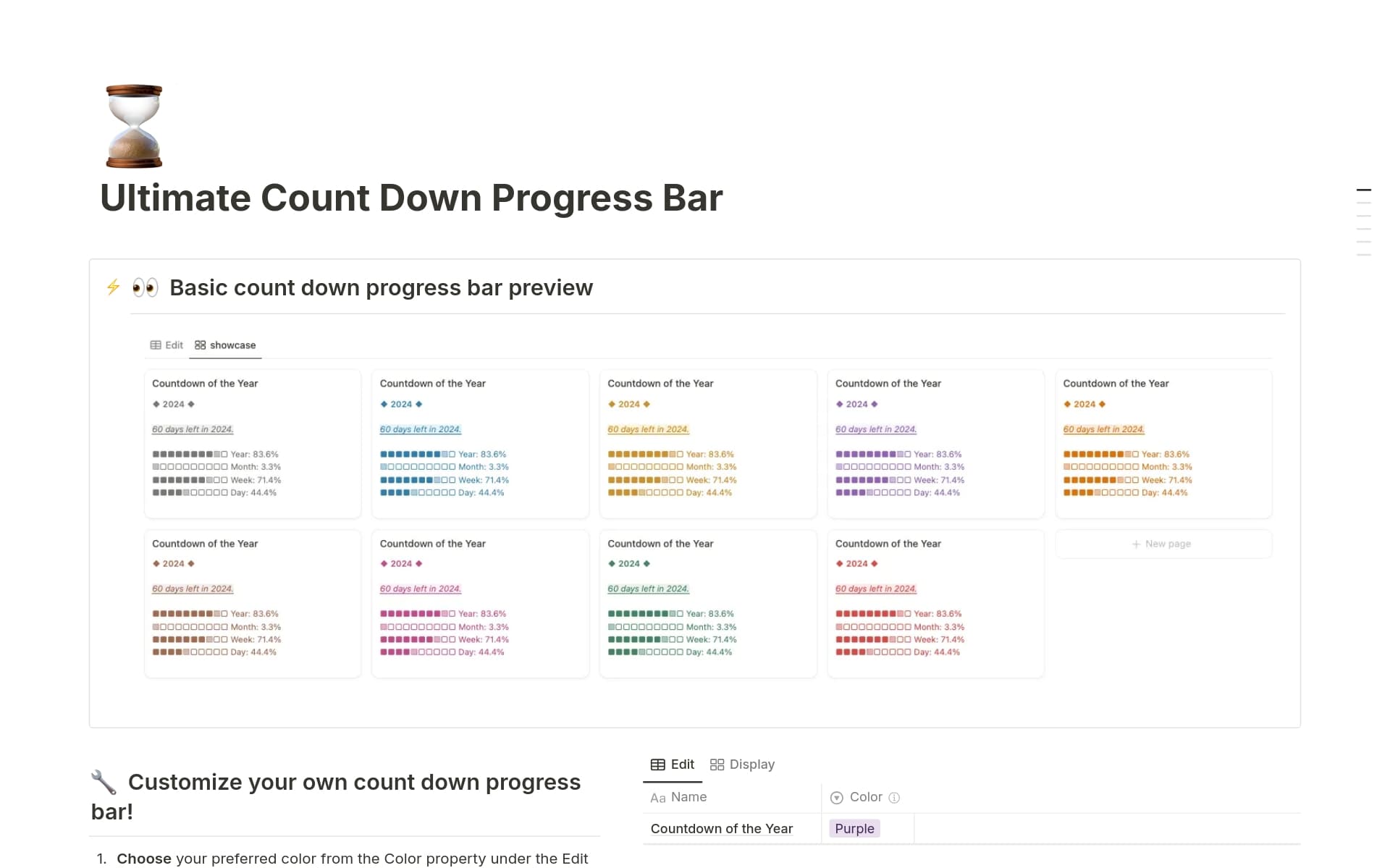 Count Down Progress Bar Template | Notion Marketplace