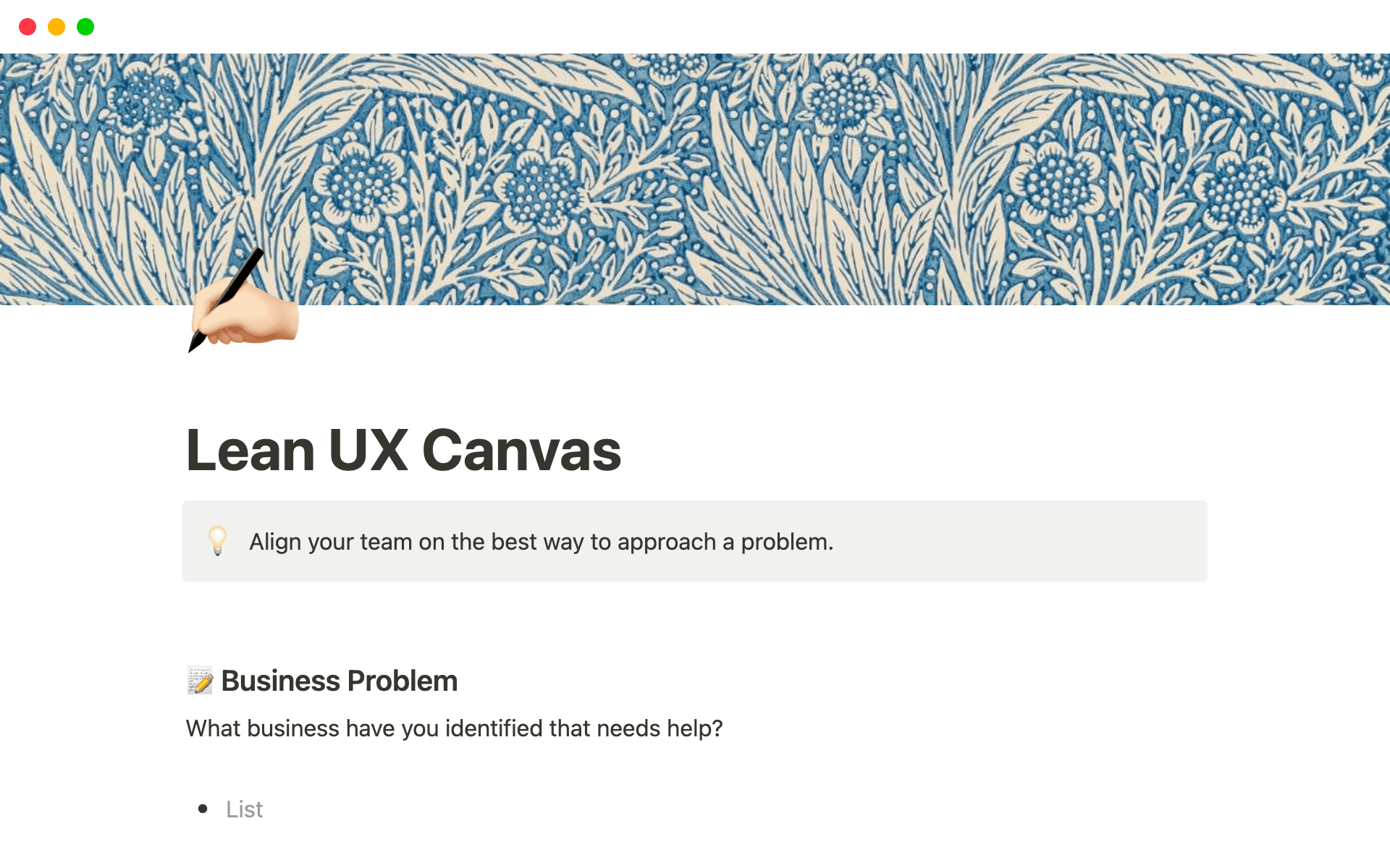 Lean UX Canvas Template by Dev Sharma | Notion Marketplace