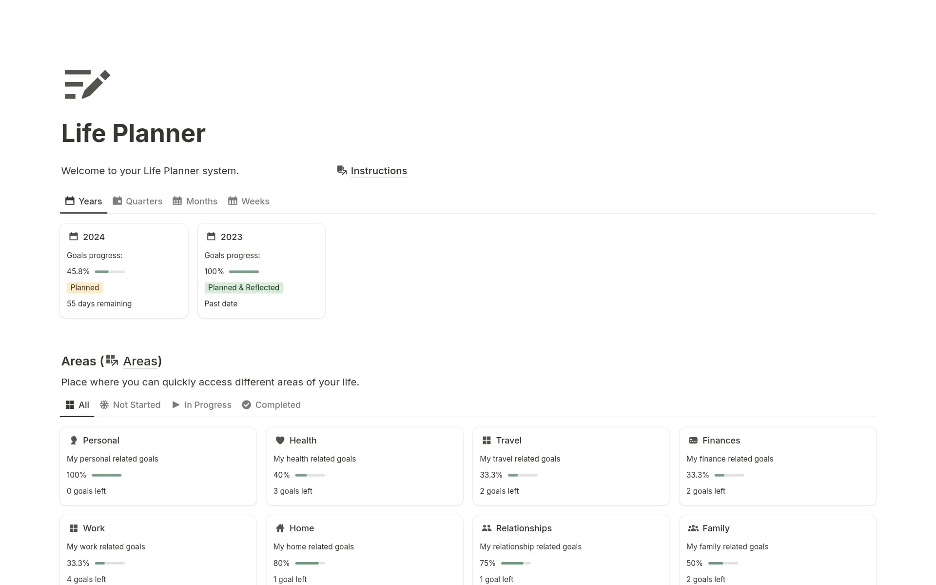 Life Planner Template Notion Marketplace