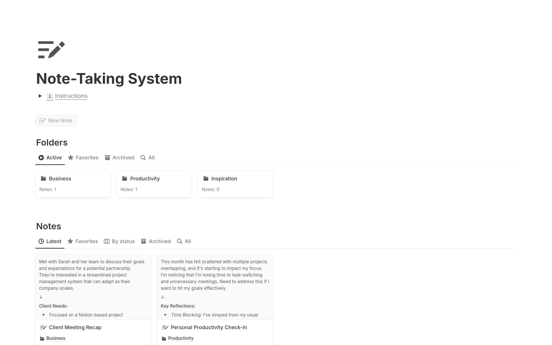 Note-Taking System Template | Notion Marketplace