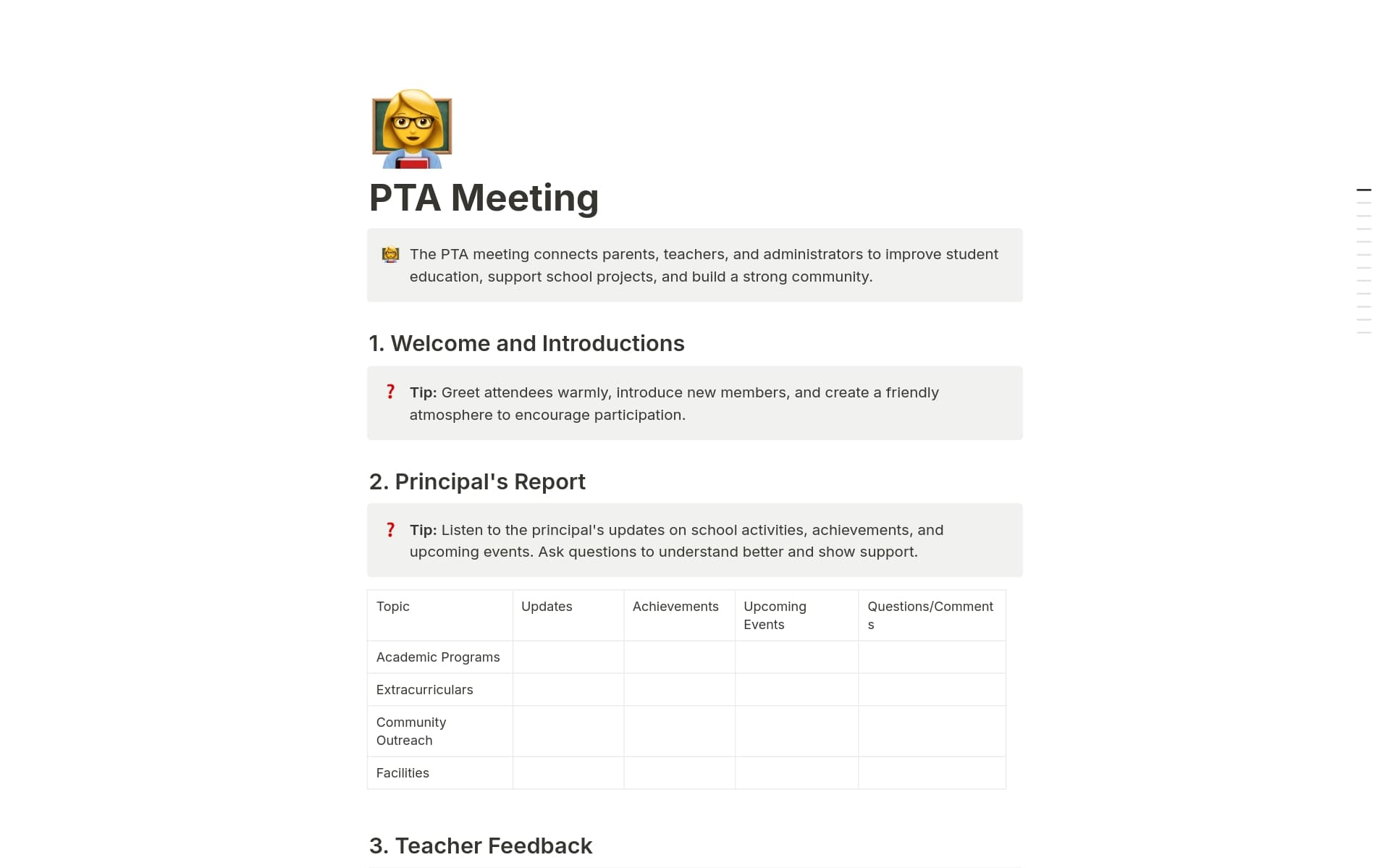 Pta Program Outline PTA Meeting Template by Huddles.app | Notion Marketplace