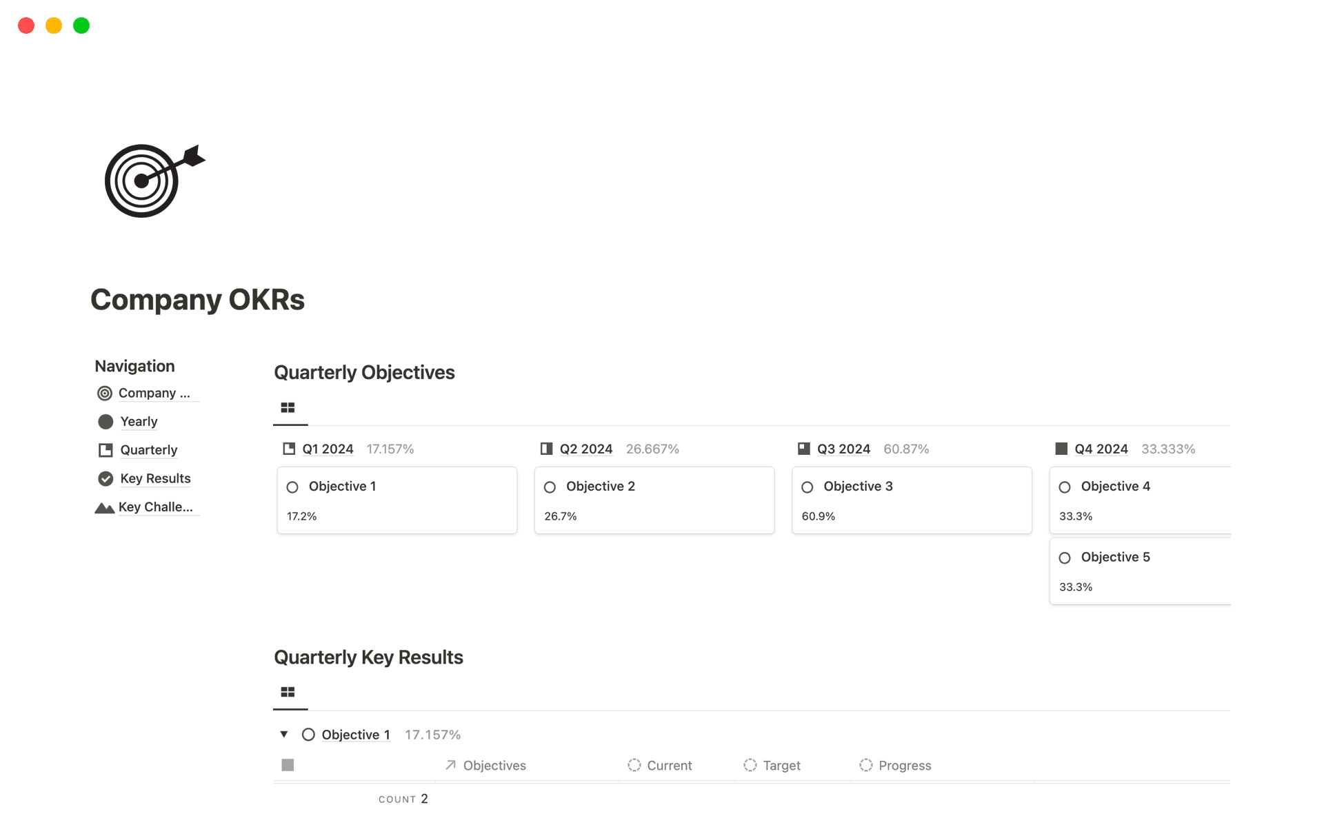 Company OKRs Template Notion Marketplace