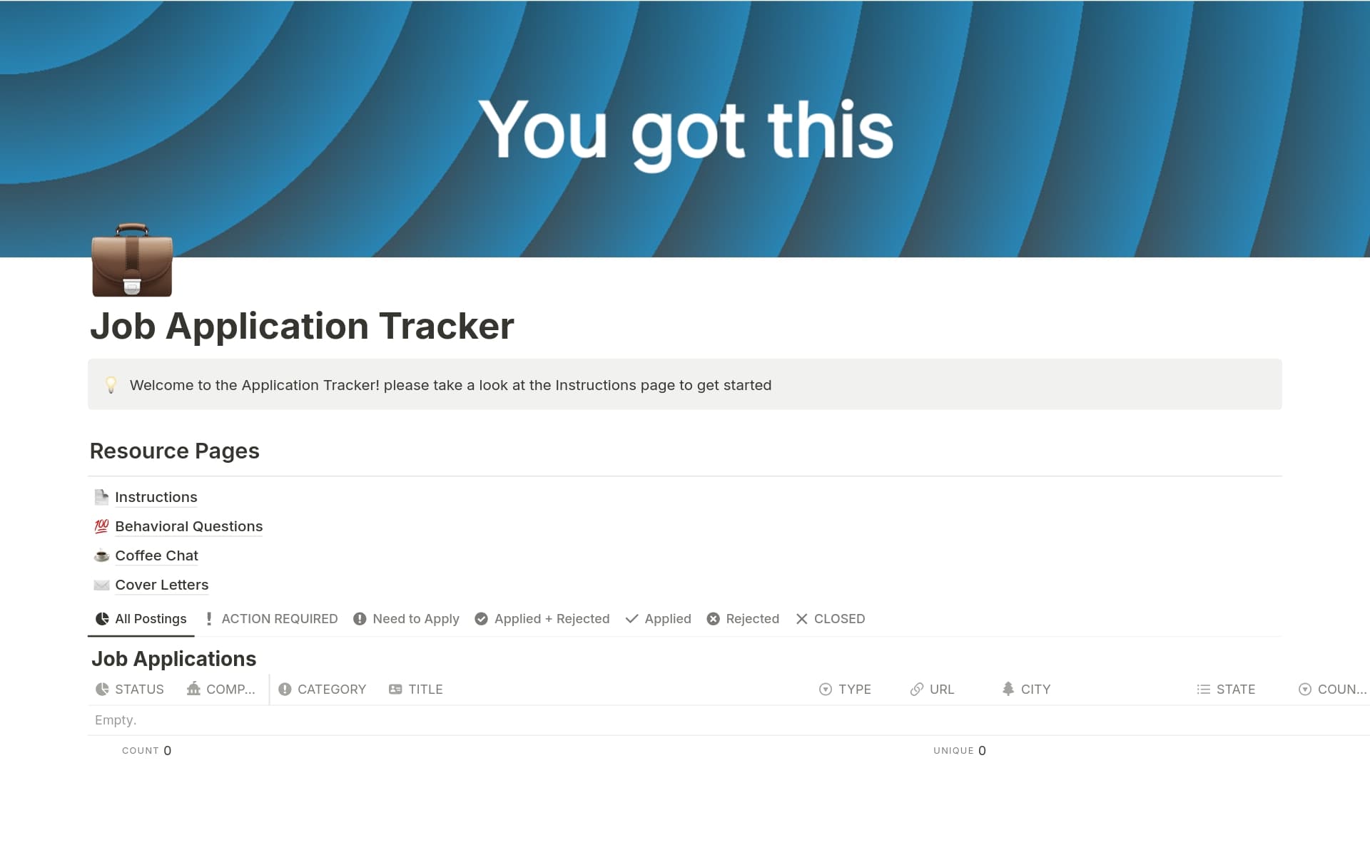 Job Application Tracker with Visualizer Program Template Notion