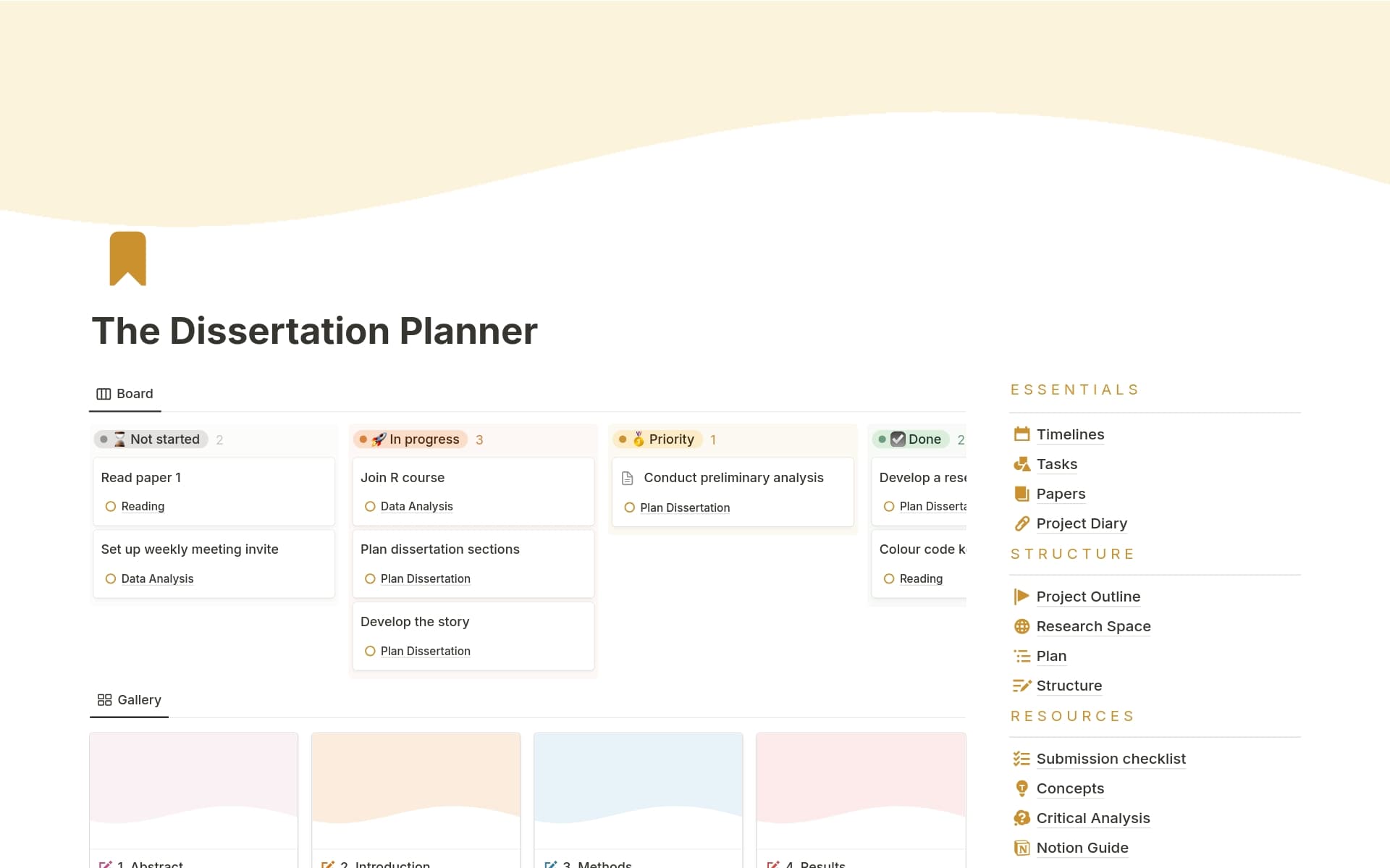 The Dissertation Planner Template by Naomi | Notada | Notion Marketplace