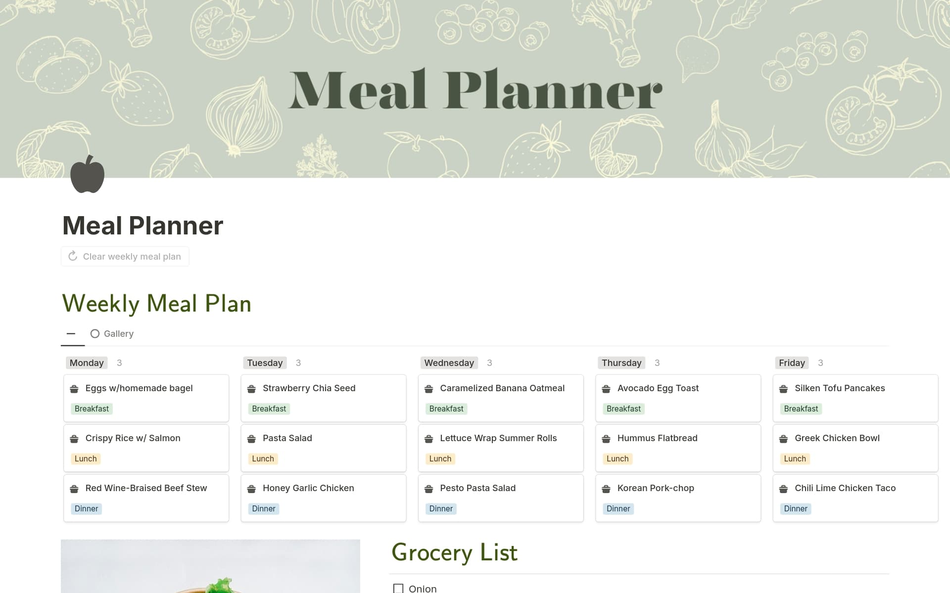 Meal Planner Template by Kayla Boylan Notion Marketplace