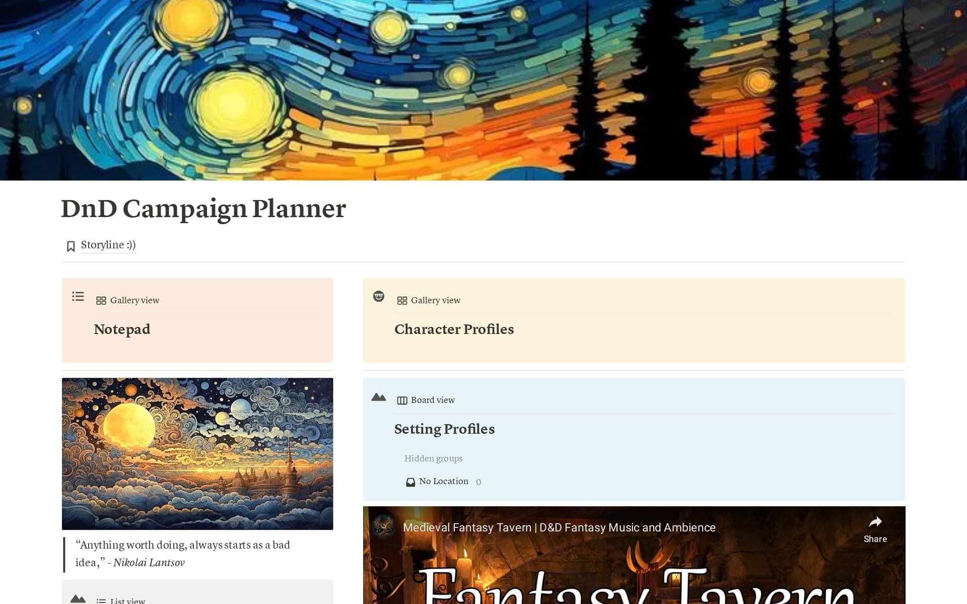 DnD Campaign Planner Template Notion Marketplace