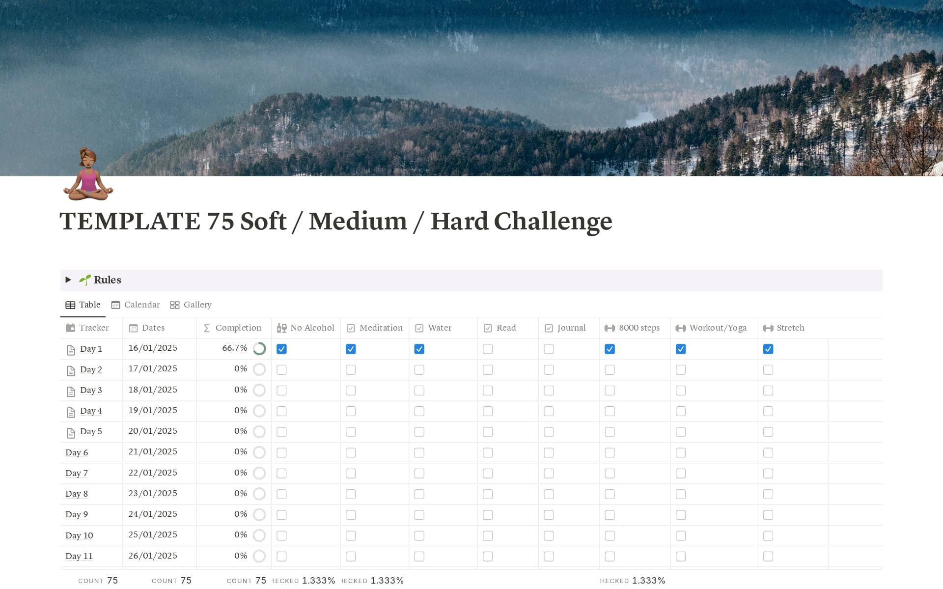 75 Challenge Template | Notion Marketplace