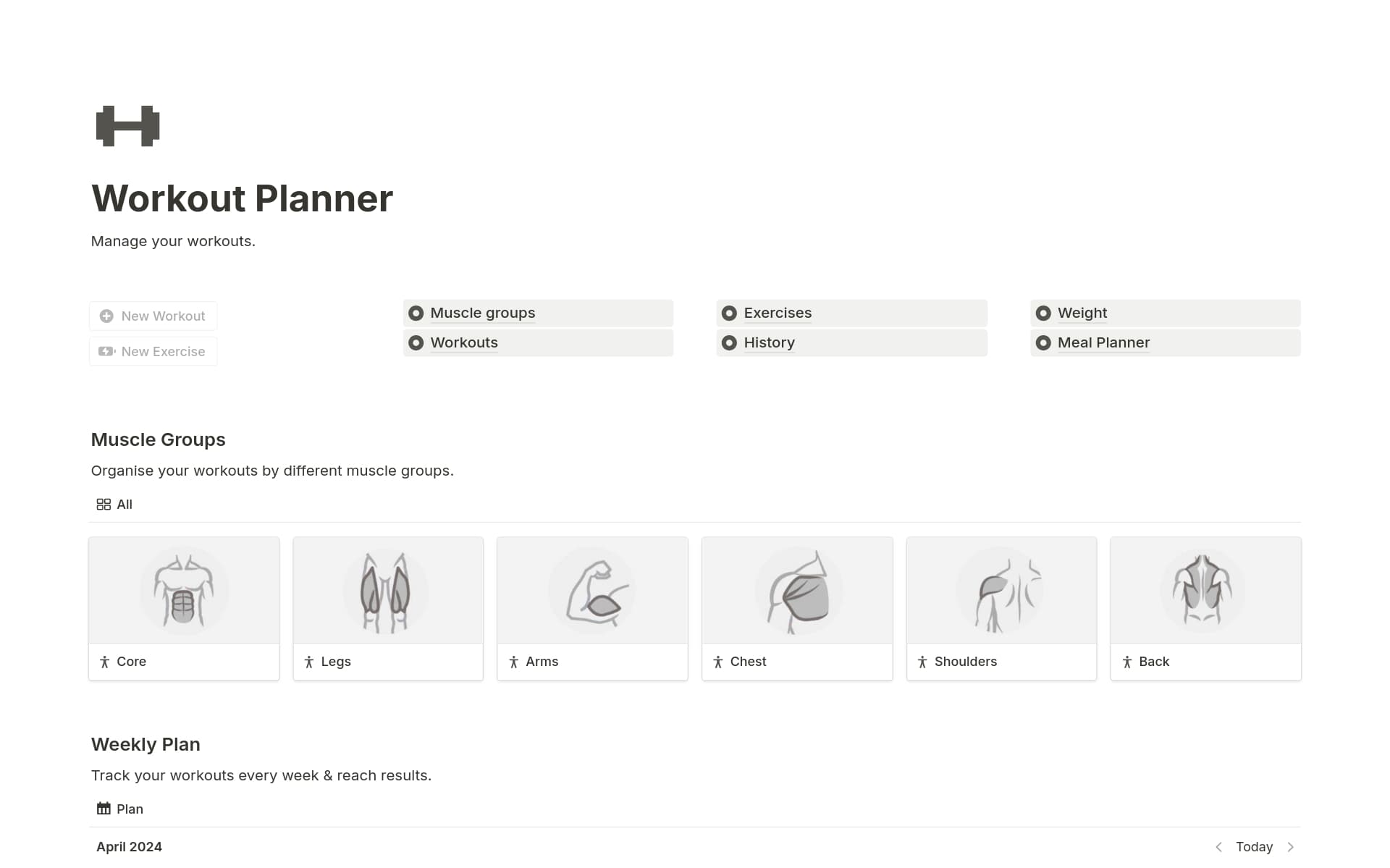 Ultimate Workout Tracker Template by Pieter Notion Marketplace