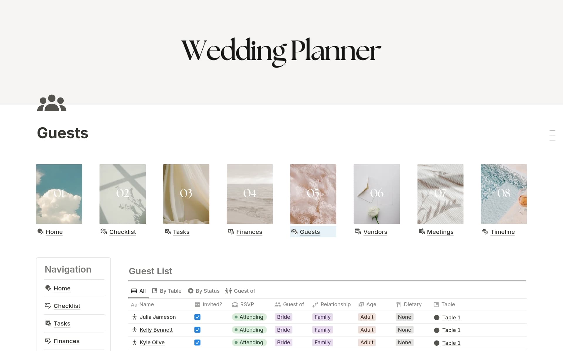 2 In 1 Wedding Planner and Wedding Invitation Template Notion Marketplace