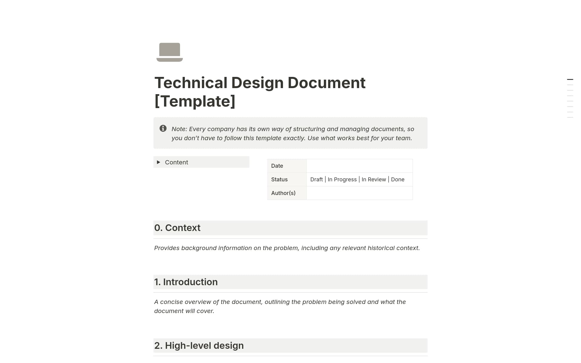 Technical Design Document Template by Shehab Abdel-Salam | Notion ...