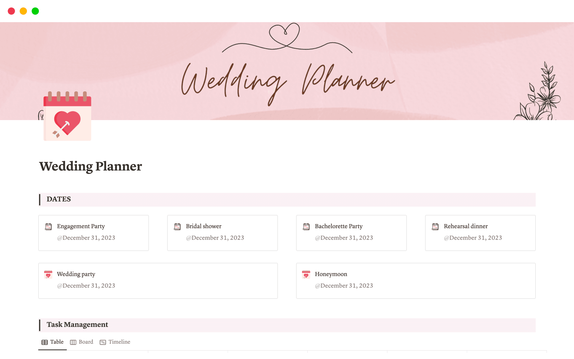 Wedding Planner Template Notion Marketplace