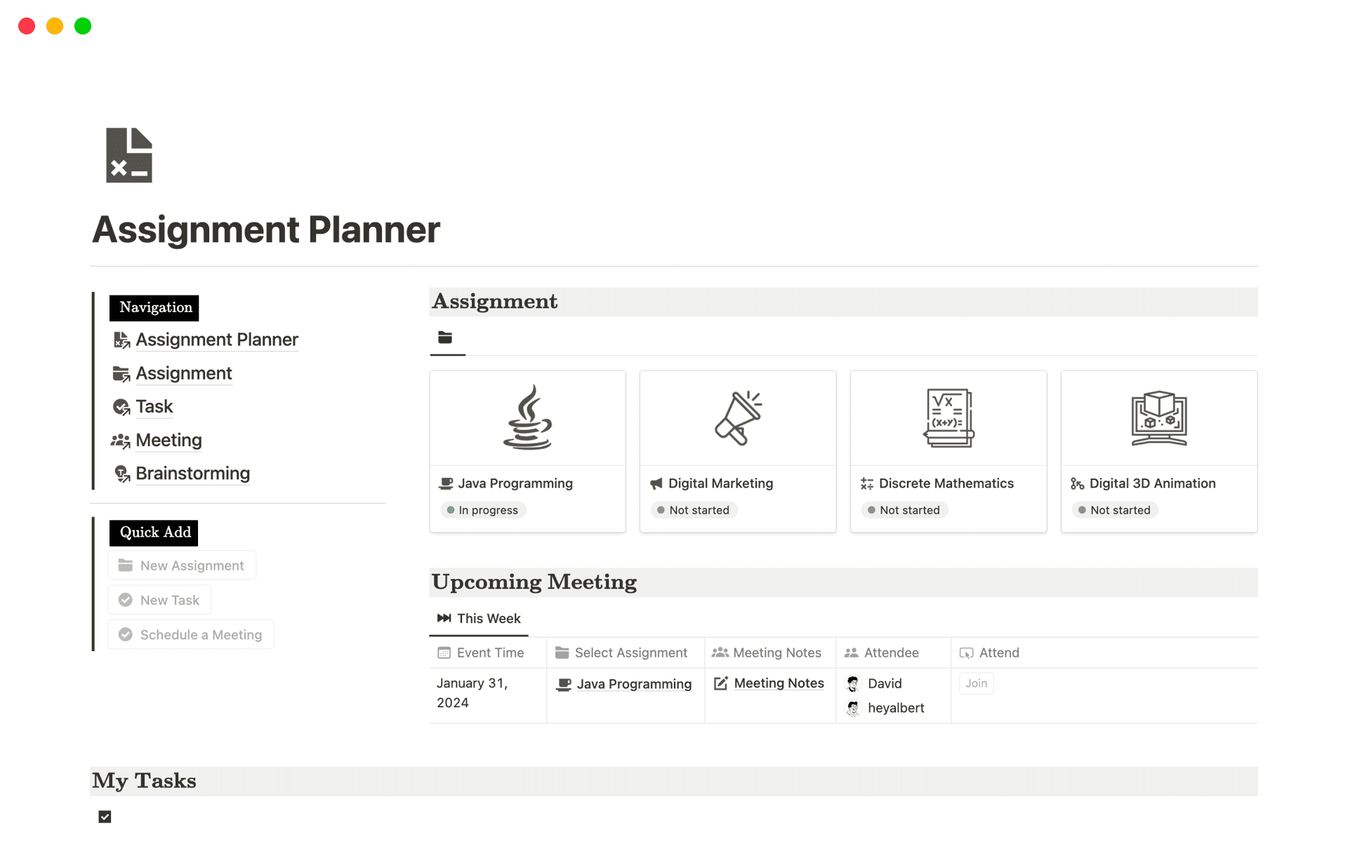 Student Assignment Planner Template by HeyAlbert | Notion Marketplace