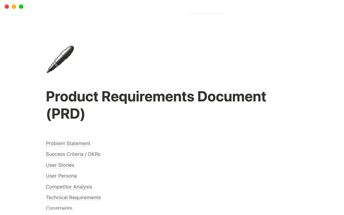 Prd Example Excel Product Requirements Document (PRD) Template by Romina Sala | Notion ...