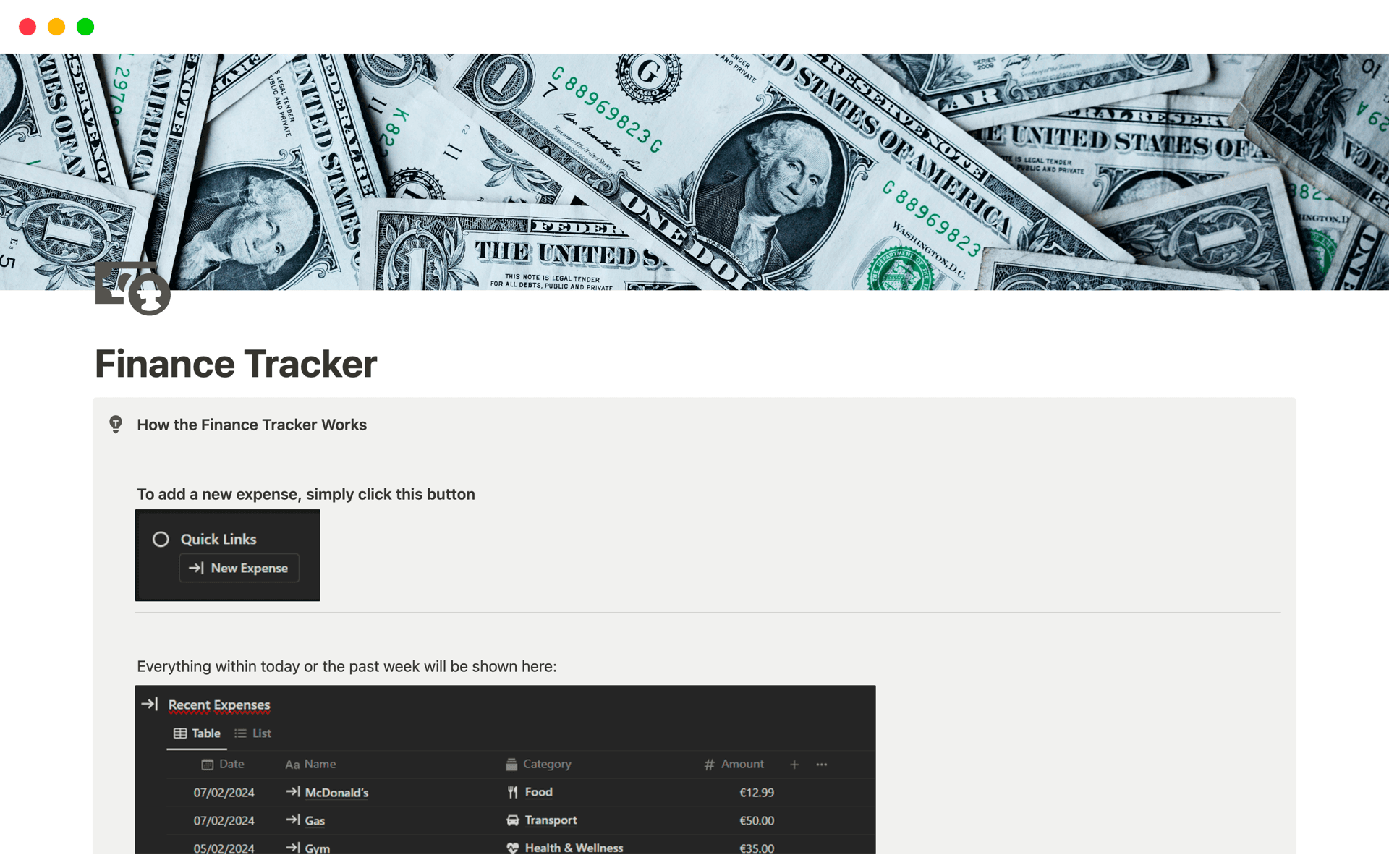 Finance Tracker Template by Jan | Notion Marketplace