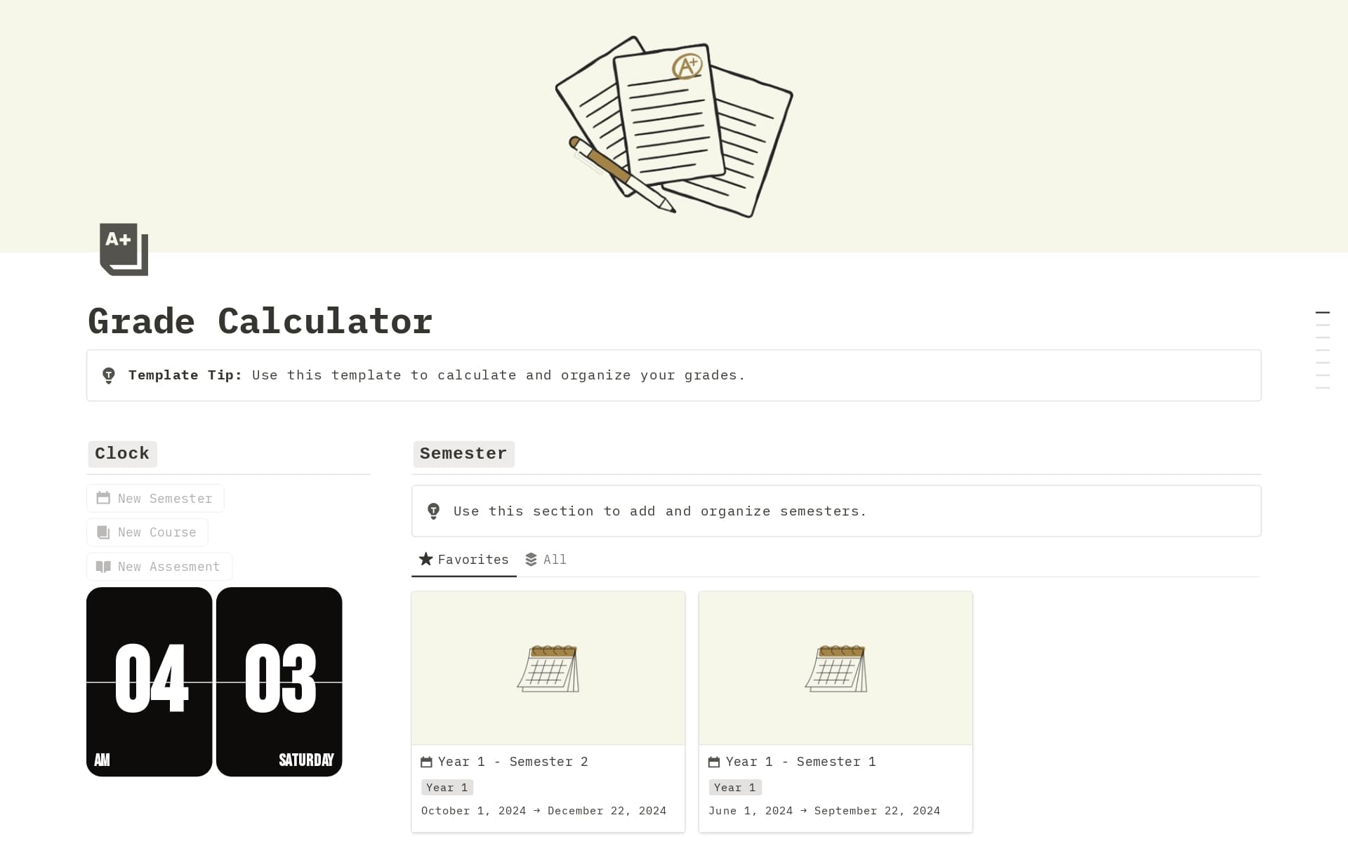 Grades Calculator Template | Notion Marketplace