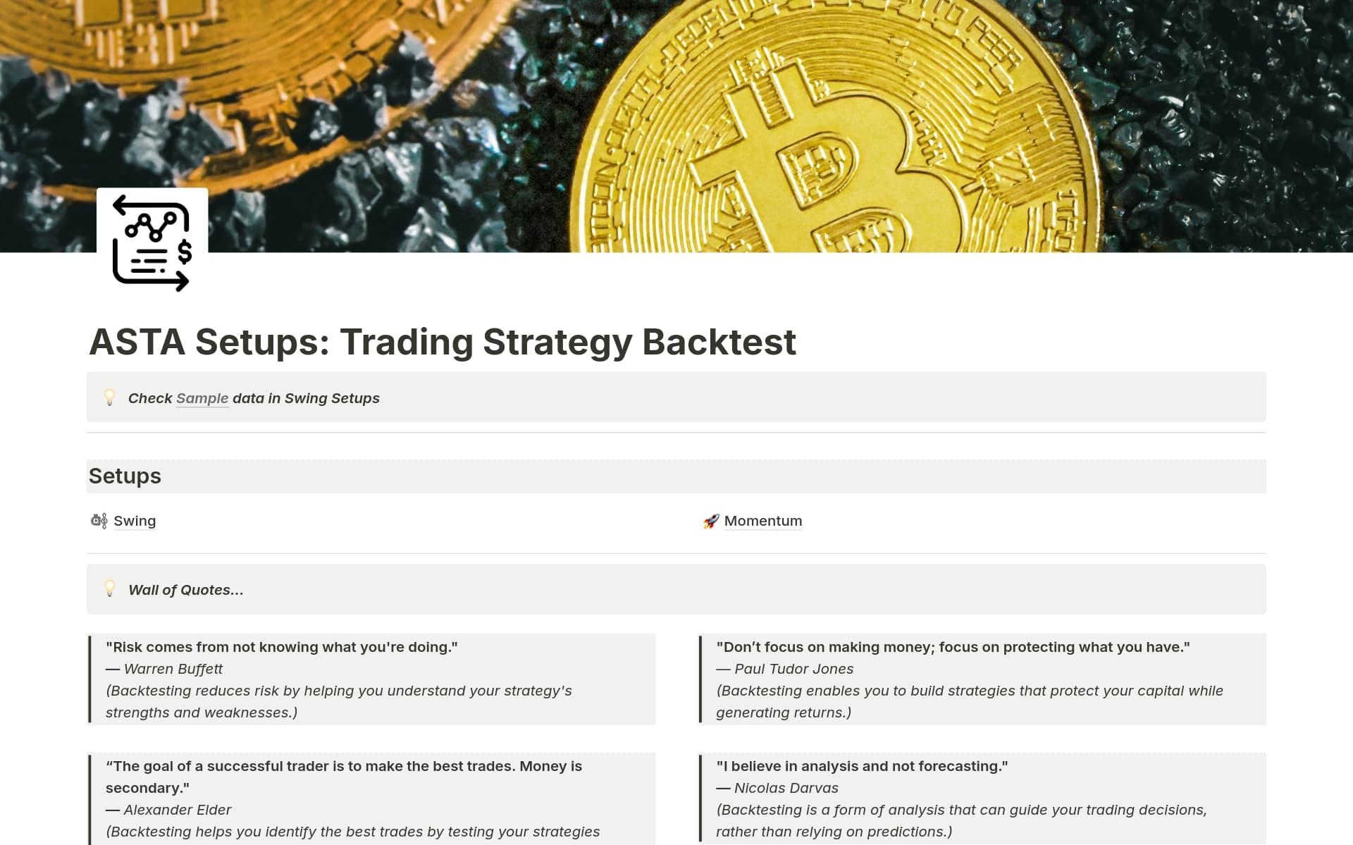 ASTA Setups: Trading Strategy Backtest Template | Notion Marketplace