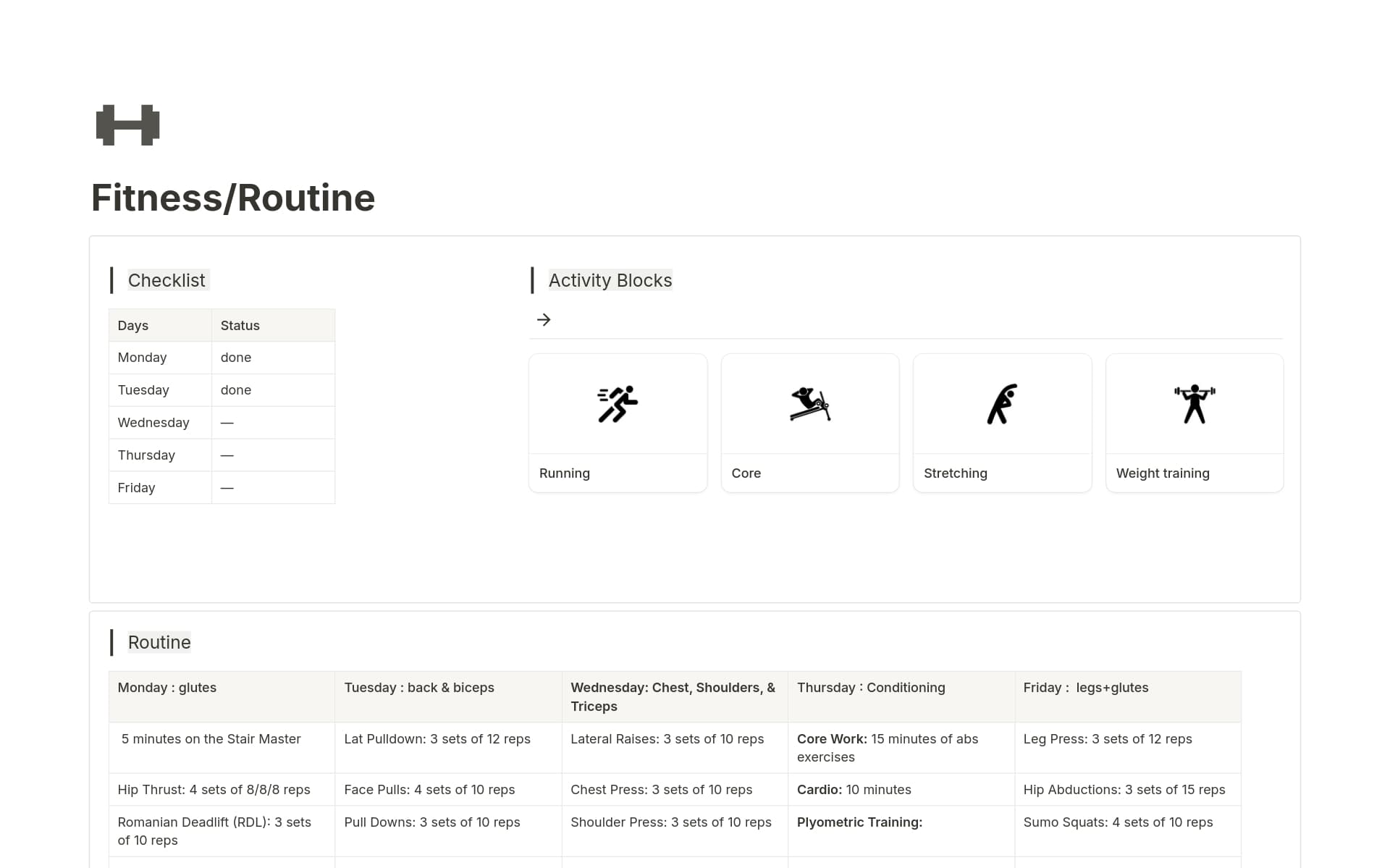 Fitness / Routine Tracker Template | Notion Marketplace