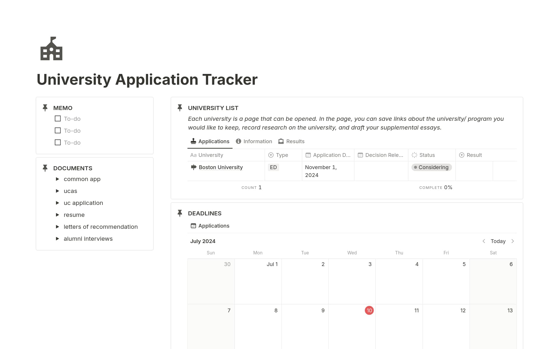 University Application Tracker Template by tzutzu | Notion Marketplace