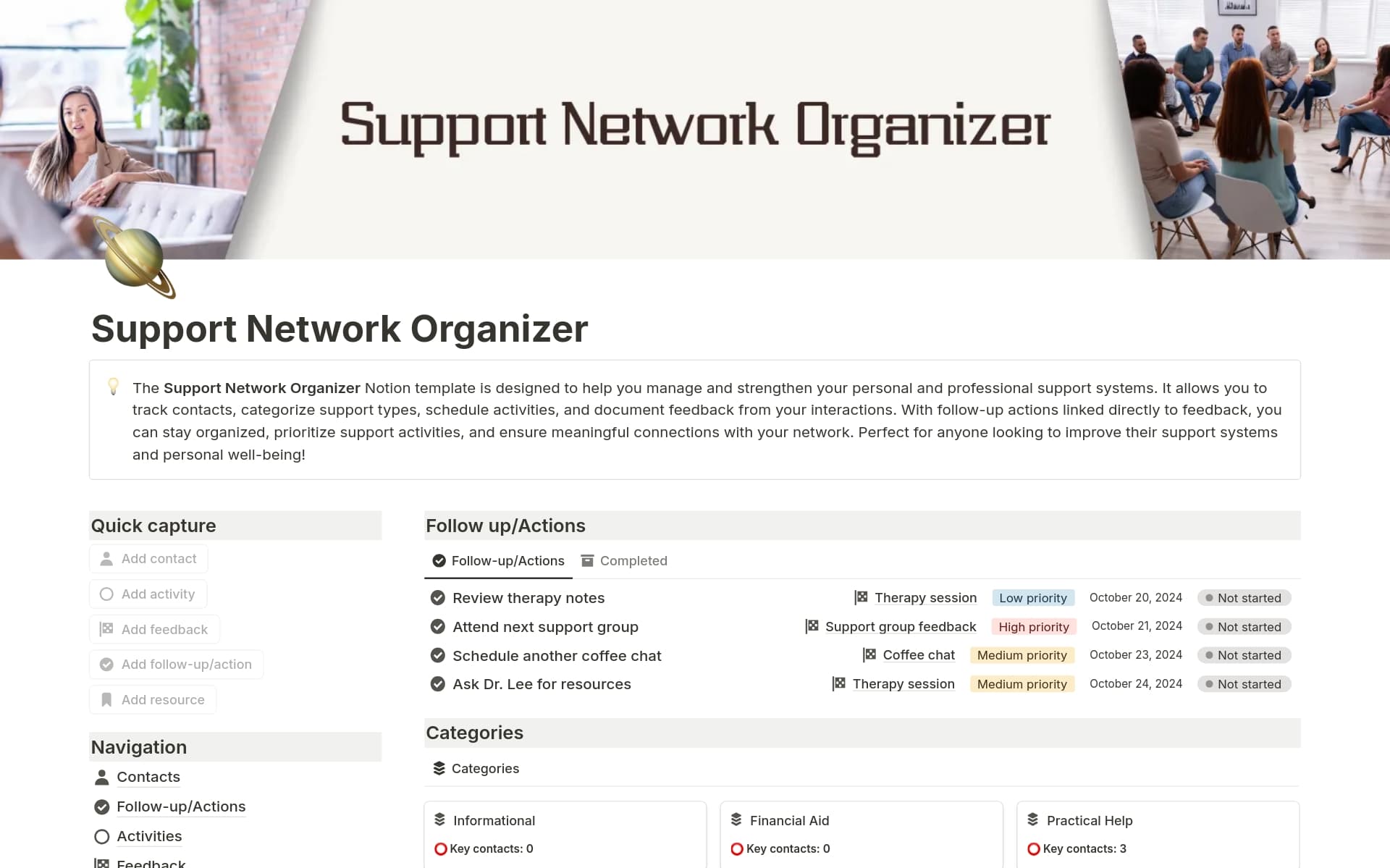 Support network organizer Template | Notion Marketplace