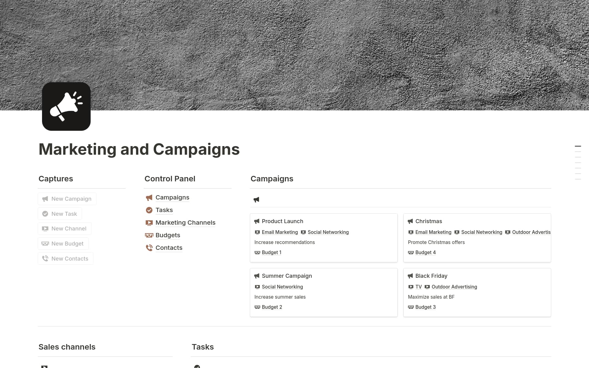 Marketing and Campaigns Template Notion Marketplace