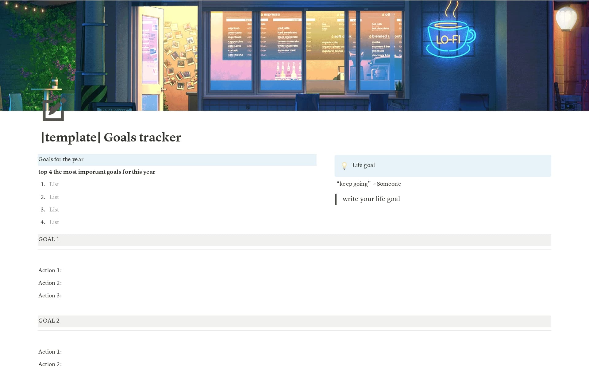 Goals tracker Template Notion Marketplace