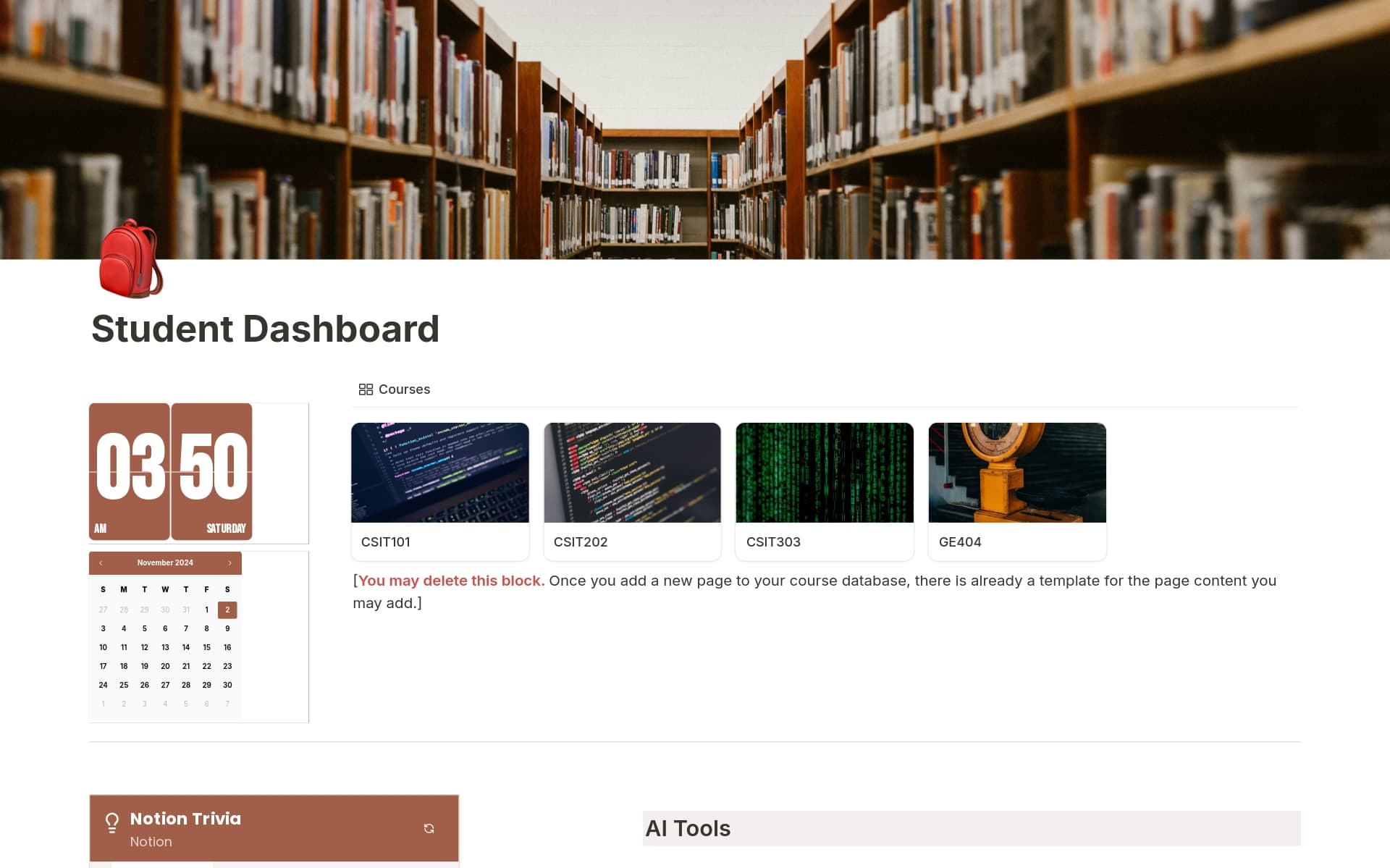 Student Dashboard Template Notion Marketplace