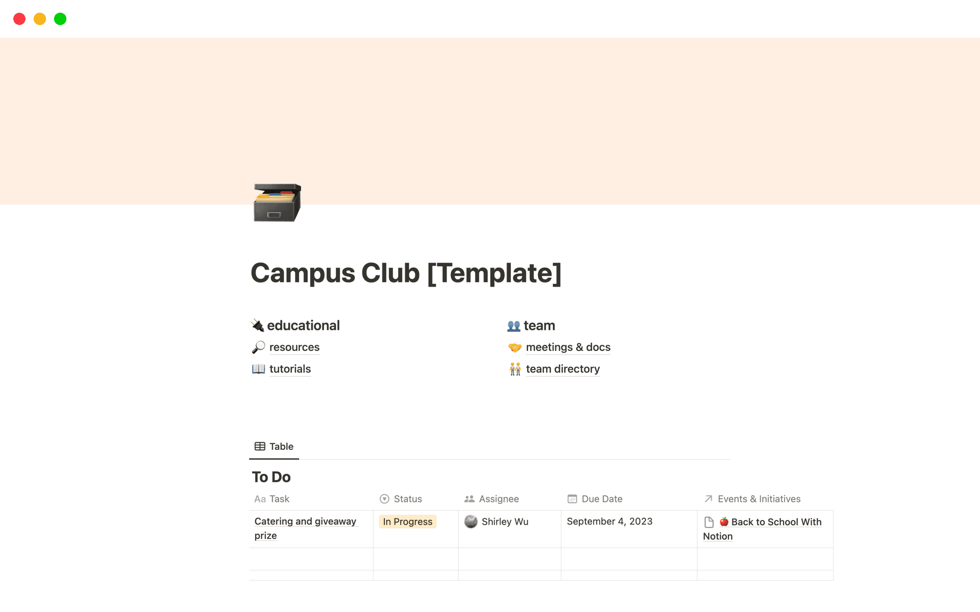 Campus Club Management Template by Shirley Wu | Notion Marketplace