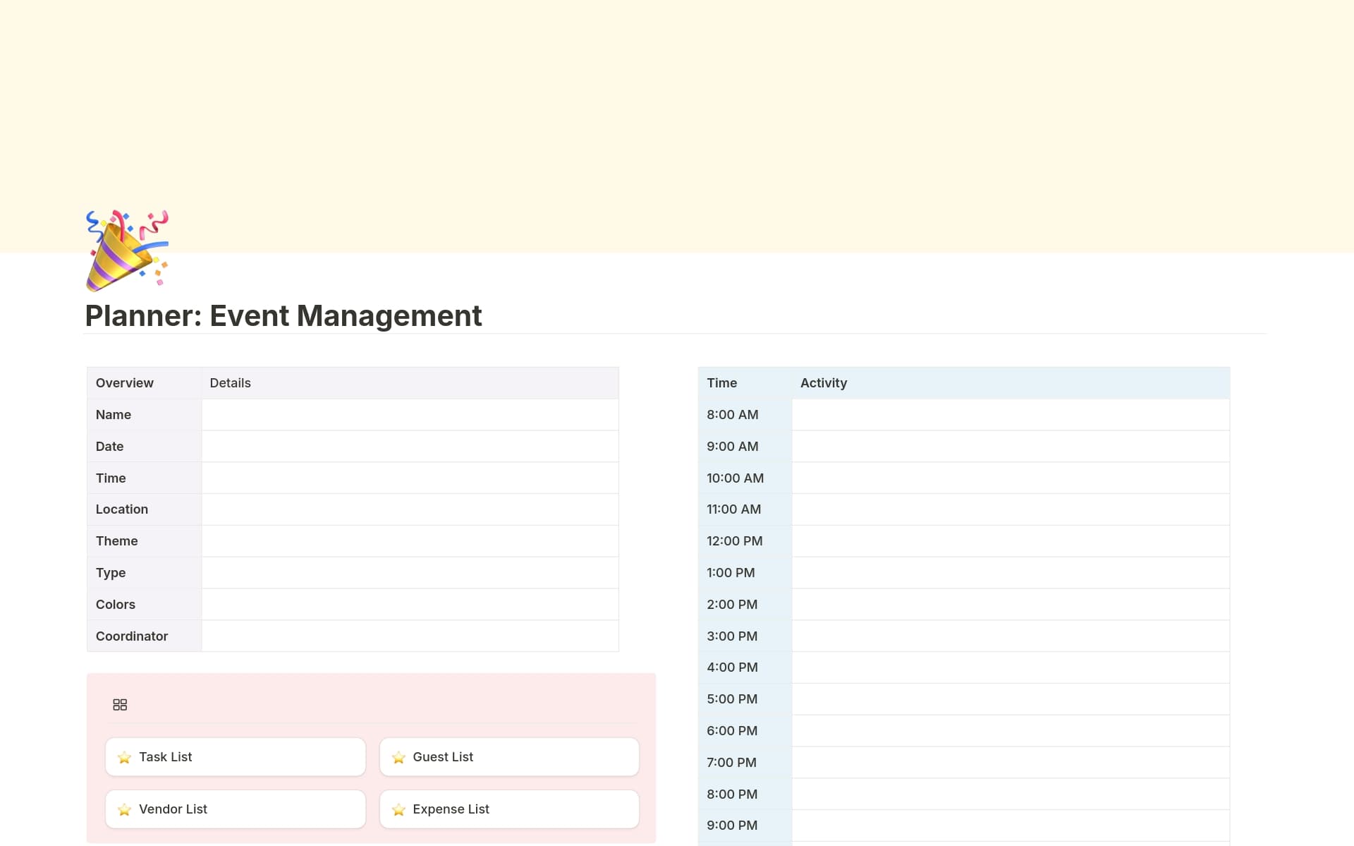 Free Event Planning Templates from Notion | Notion Marketplace