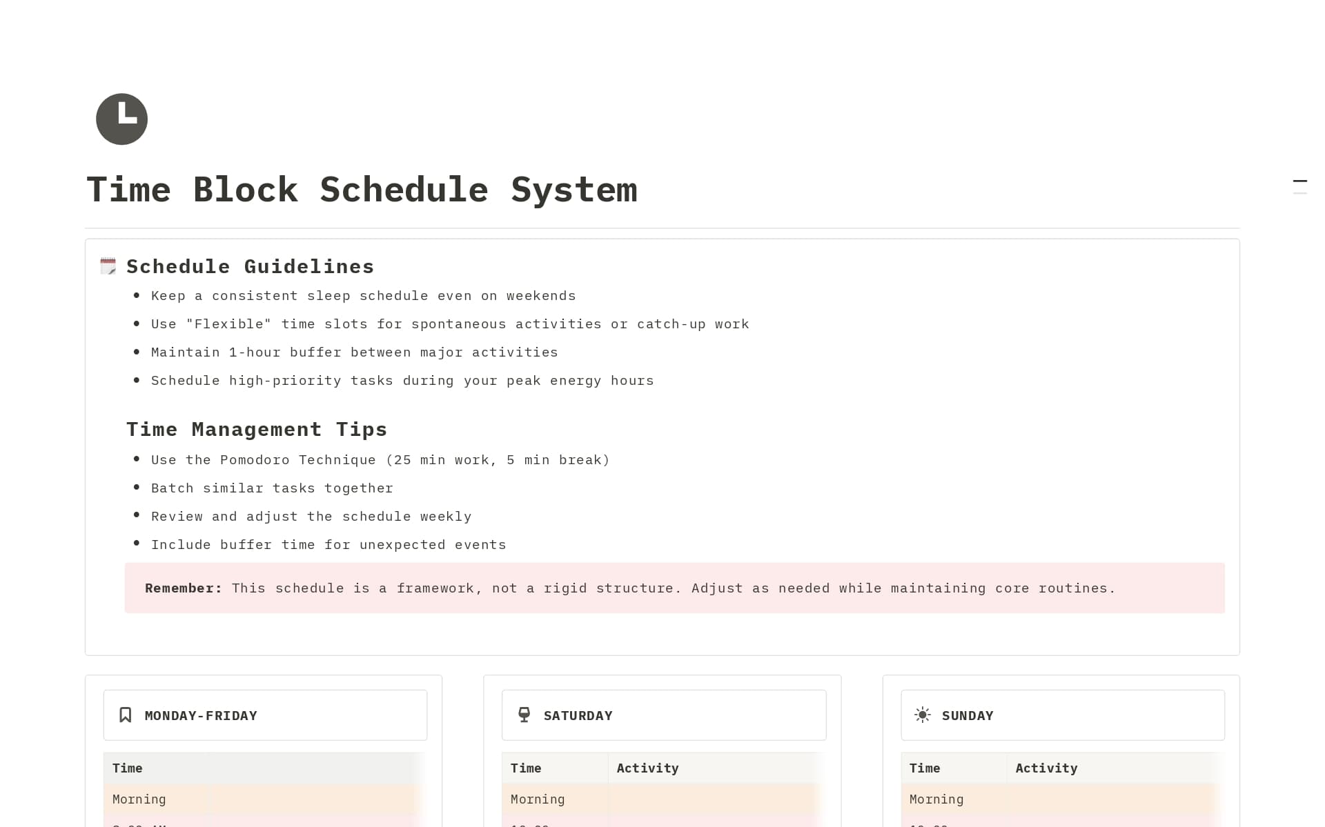 Weekly Time Block Planner Template by Template Road | Notion Marketplace