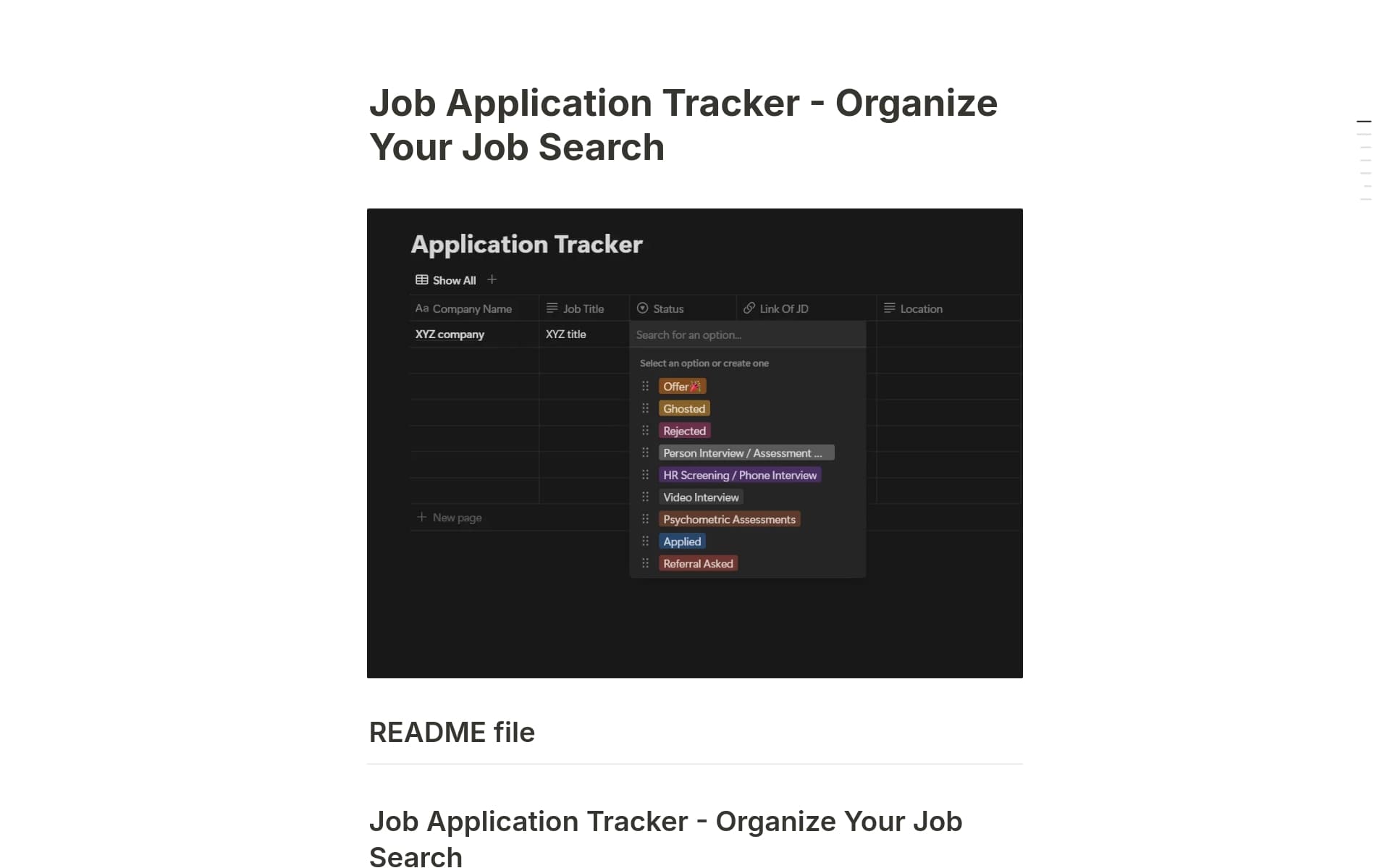 Job Application Tracker - Organize Your Job Search Template | Notion ...