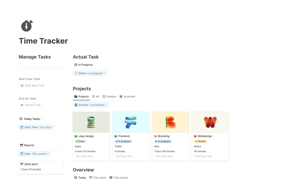 Time Tracker Template | Notion Marketplace