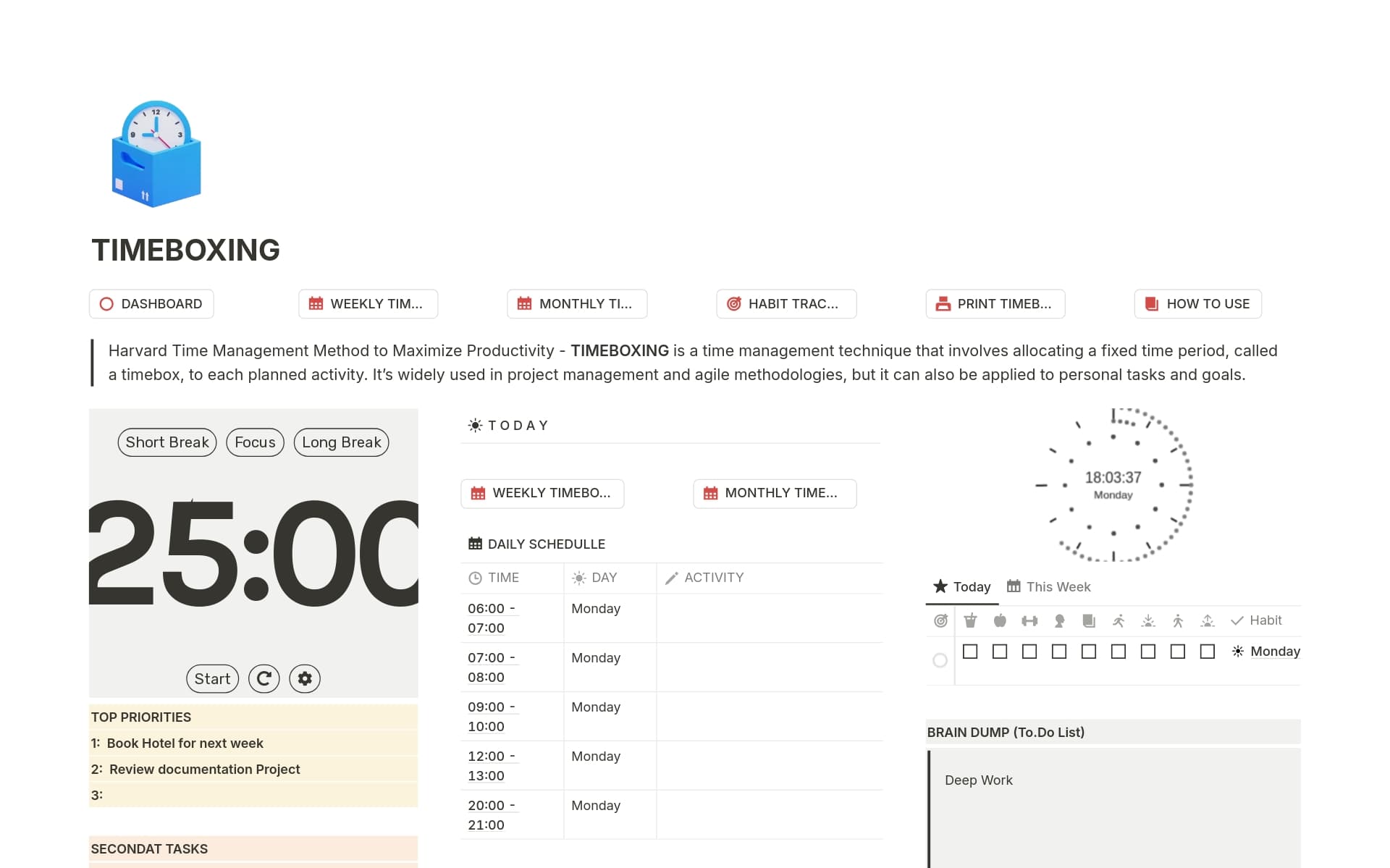 TIMEBOXING Template | Notion Marketplace
