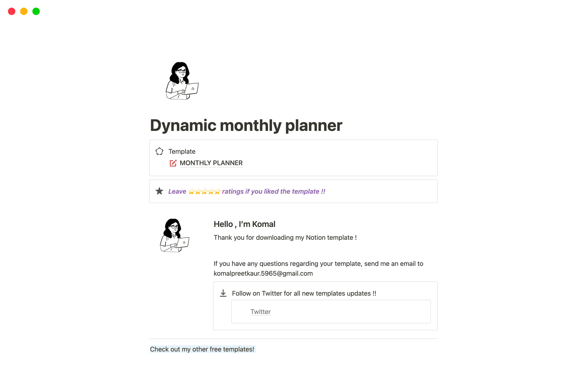 Dynamic monthly planner Template Notion Marketplace