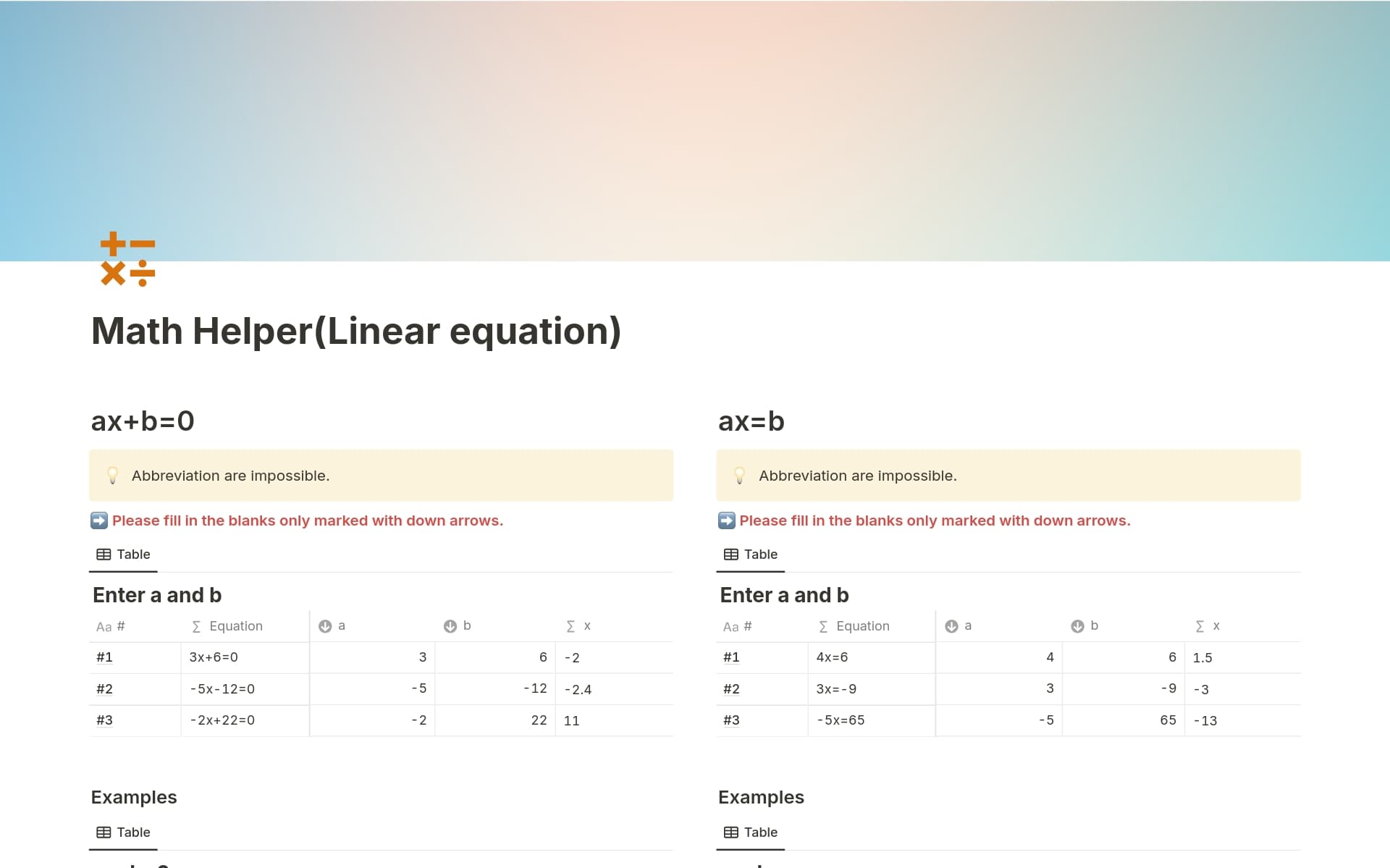 Math Helper(Linear equation) Template by Jeepha | Notion Marketplace