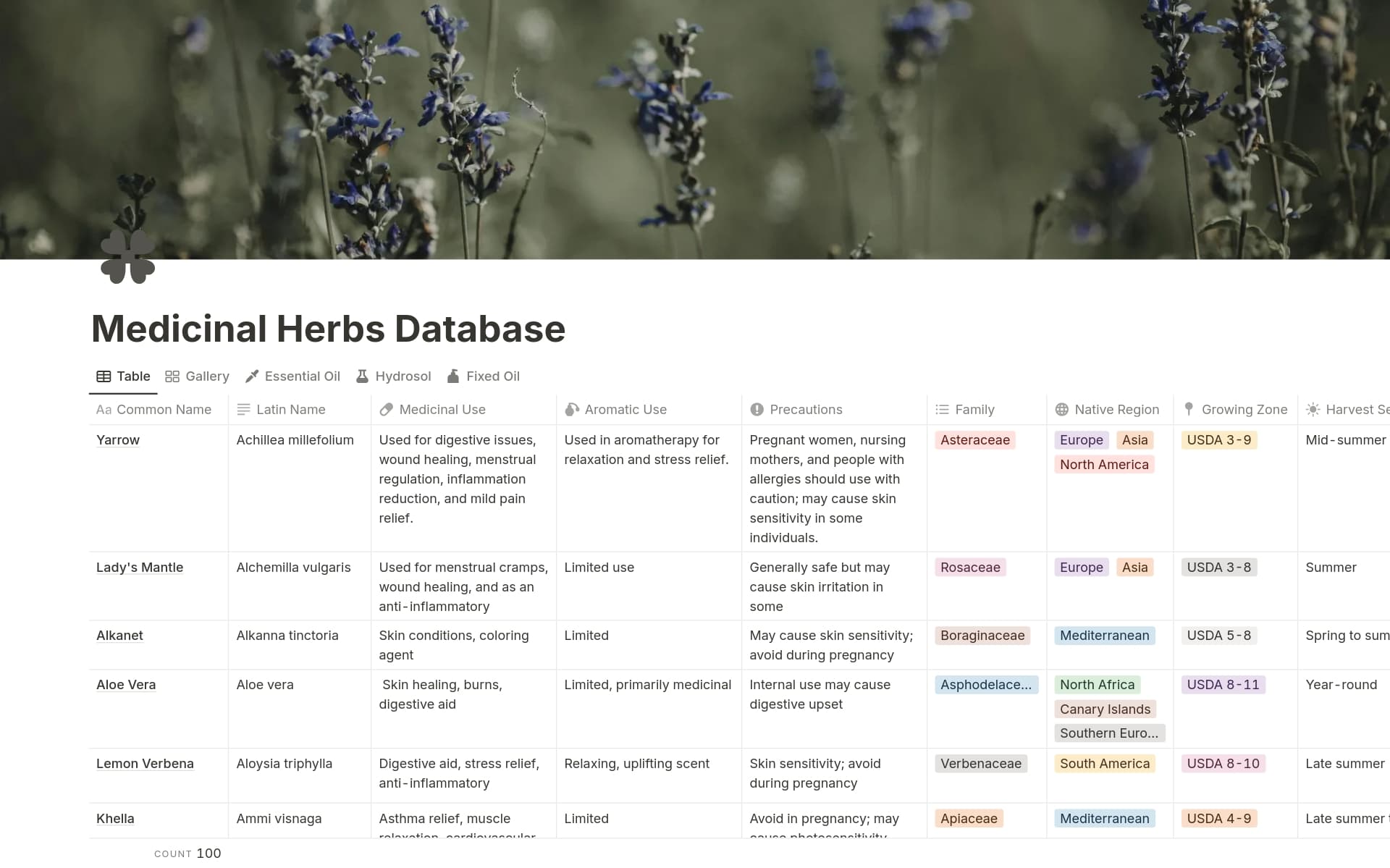 Medicinal Herbs Database Template by Seda Kirkan | Notion Marketplace